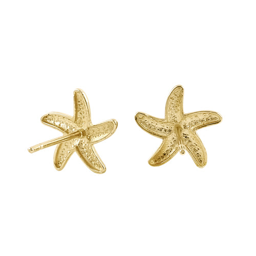14K Yellow Gold Starfish Stud Earrings for Women - Dainty & Elegant Small Hoop Earrings for Everyday Wear, Beach Vacation & Gift Giving