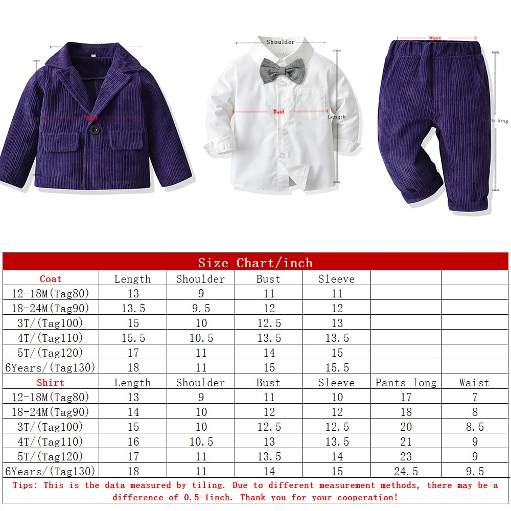 Baby Boy's 3-Piece Formal Suit Set - Bowtie, Shirt, Blazer & Pants for Weddings & Special Occasions | Gentlemen Outfit for Infants & Toddlers