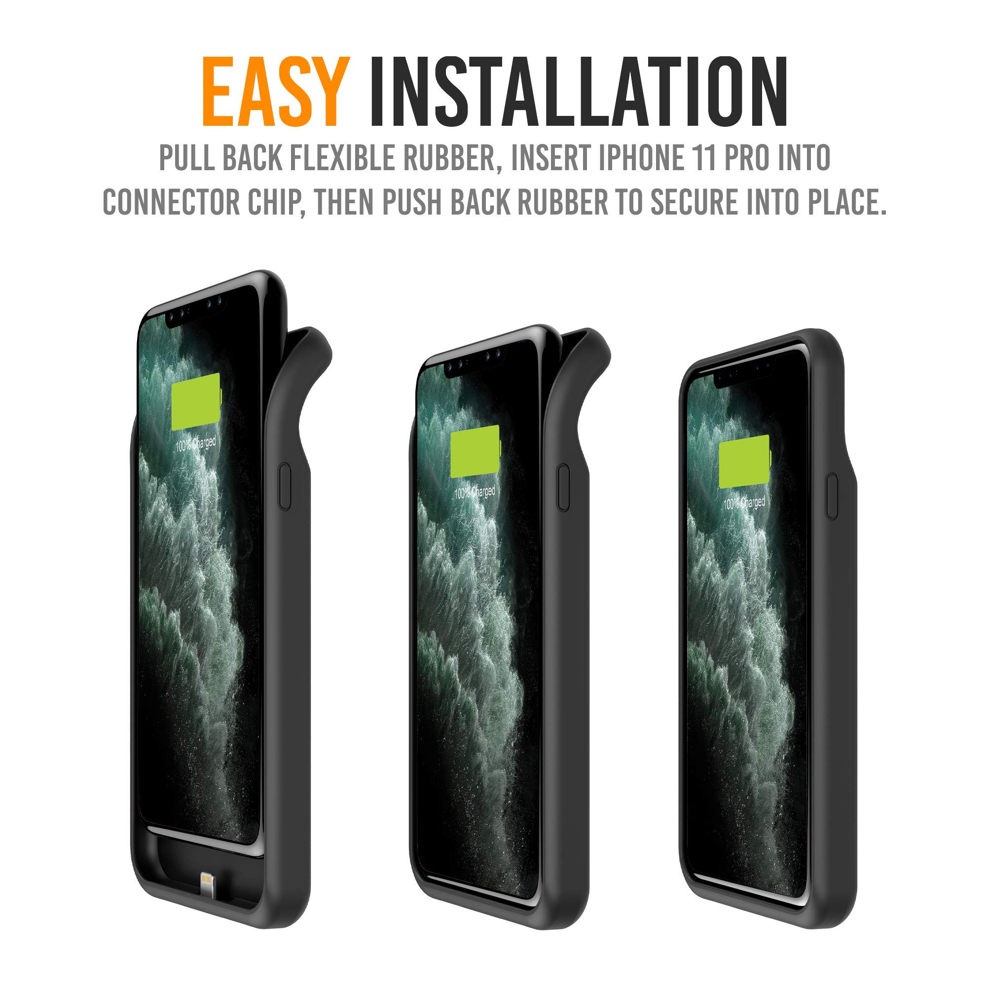 Alpatronix iPhone 11 Pro Max Battery Case - Slim Portable 5000mAh Extended Charger with Wireless Charging & Lightning Audio Support | Perfect for Travel, Work & Outdoor Activities
