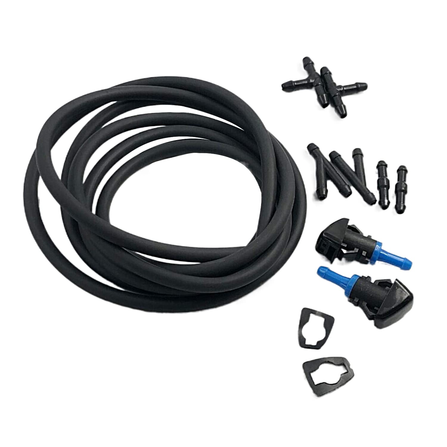 FainWan 7Ft Front Windshield Washer Hose Kit with Connector & Hood Nozzle Sprayer - Compatible with 55077460AA 5116079AA 5160308AA - Perfect for Car Windshield Cleaning and Maintenance