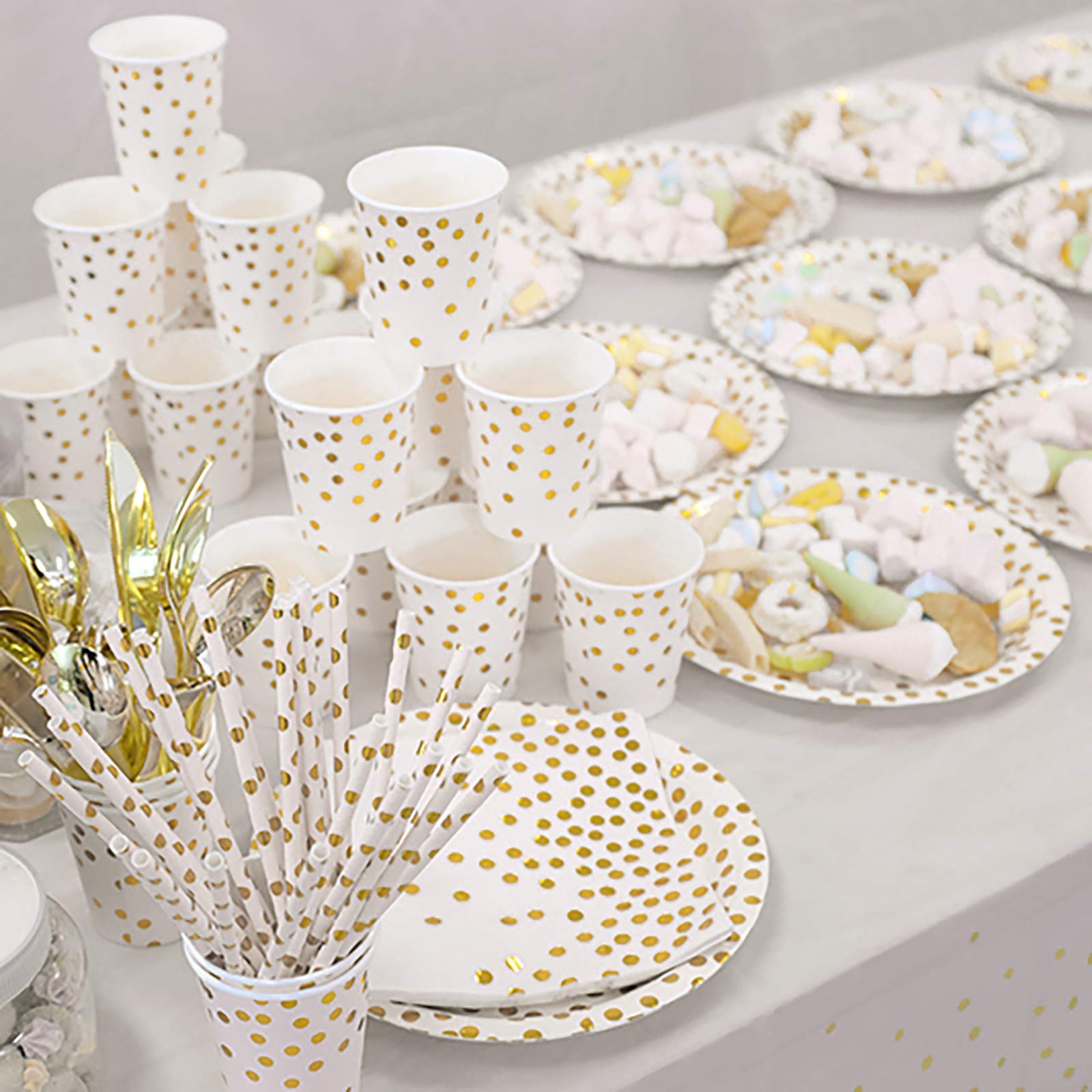 Waterproof Disposable Gold Foil Paper Cups & Napkins Set - Elegant Party Supplies for Weddings, Birthdays, and Events