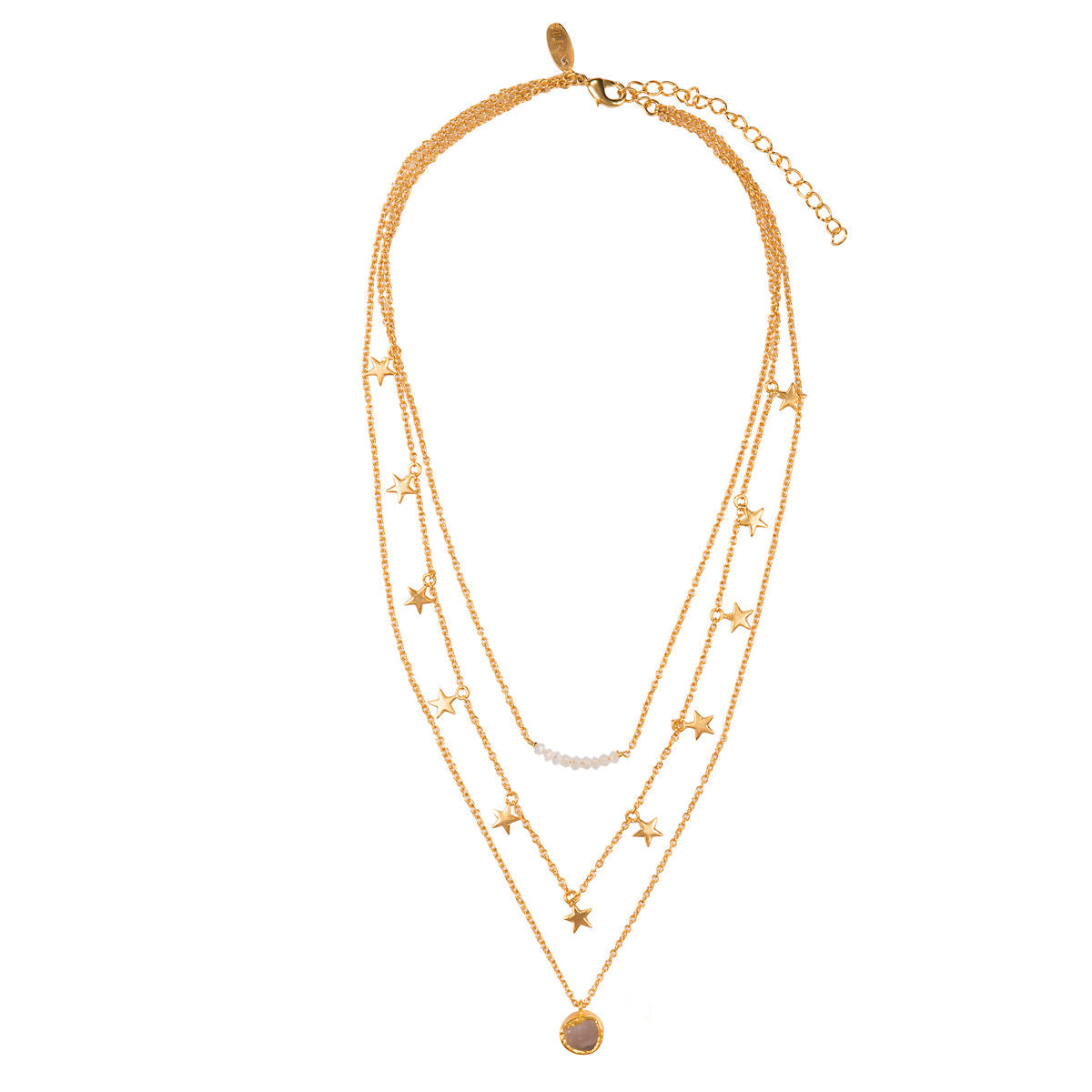 Written in the Stars Three-Layered Moon Beads Necklace - Elegant Celestial Jewelry for Women | Perfect for Date Nights, Weddings & Boho Fashion