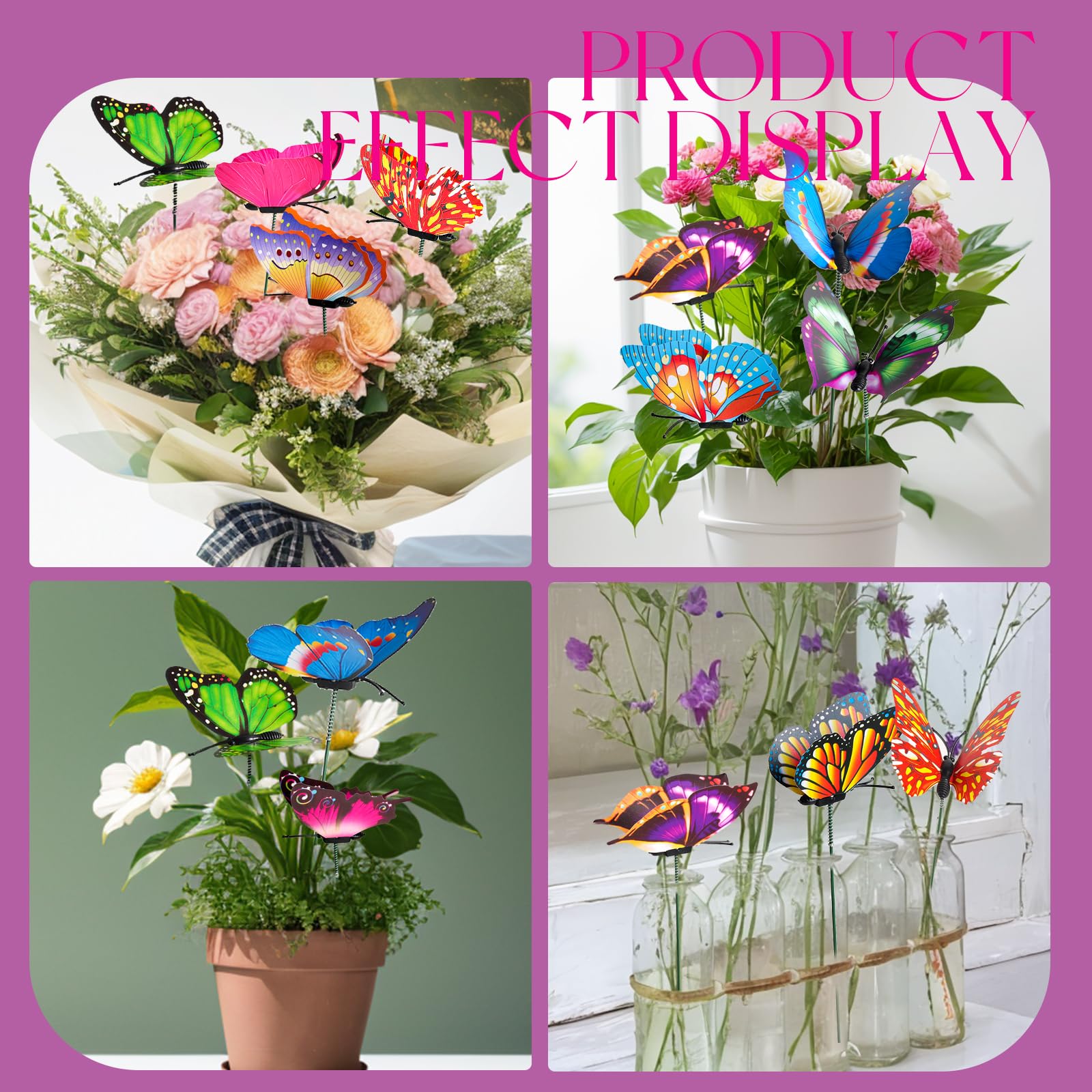 60 Pcs Colorful 11.2 Inch PVC Waterproof Butterfly Garden Stakes - Outdoor Yard Decorations for Garden, Party & Wedding Decor - Durable Weatherproof Butterfly Decor for Patio, Lawn, Backyard & Landscape Design