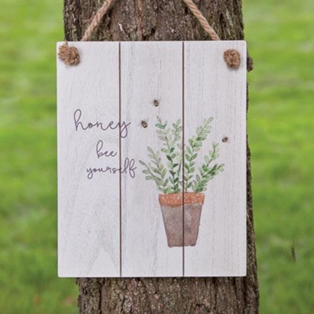 Distressed Honey Bee Shiplap Wall Sign - Rustic Farmhouse Decor for Kitchen, Living Room & Outdoor Spaces