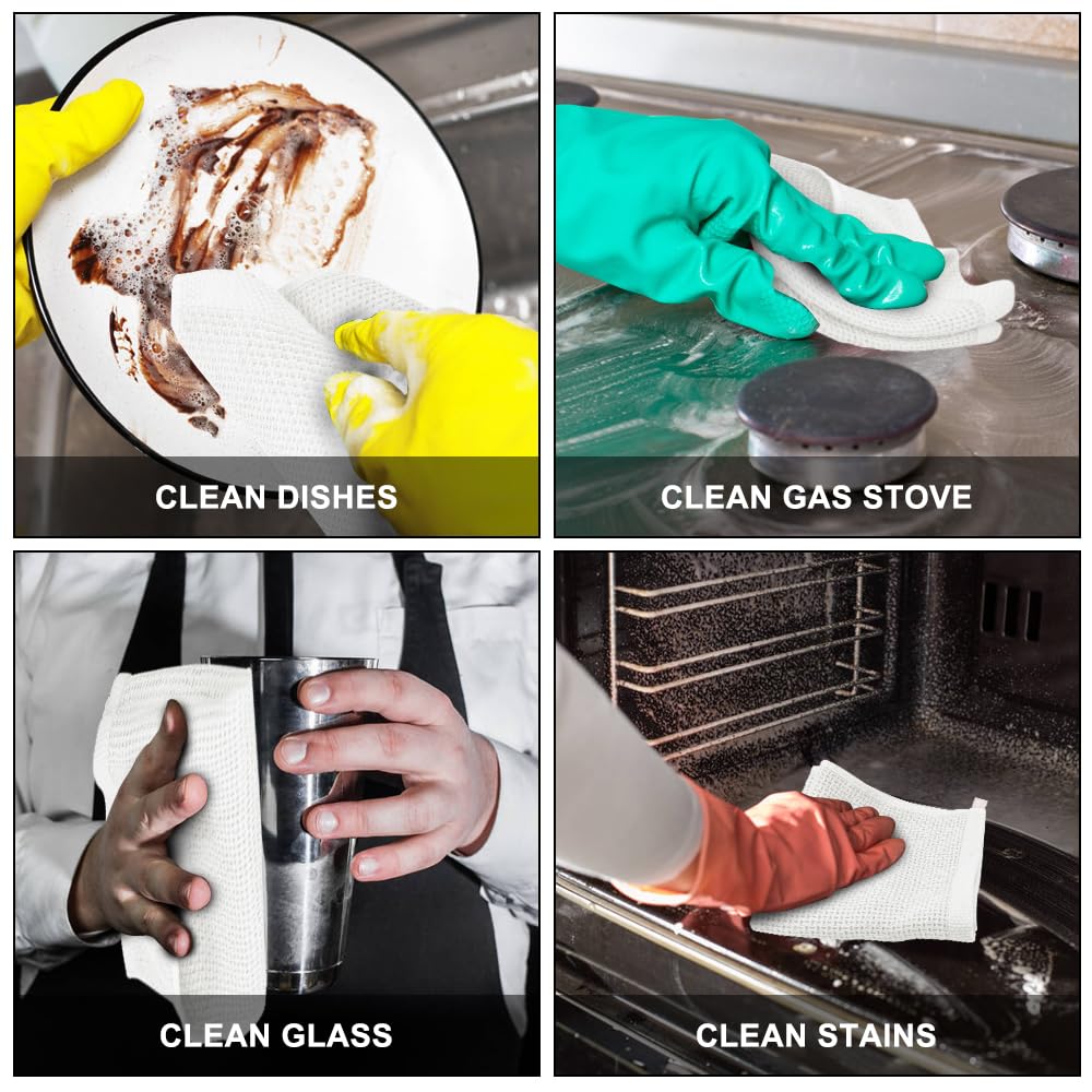 Nialnant 8-Pack Cotton Dish Cloths - Soft, Absorbent & Quick Drying for Kitchen Cleaning (12x12 Inches)
