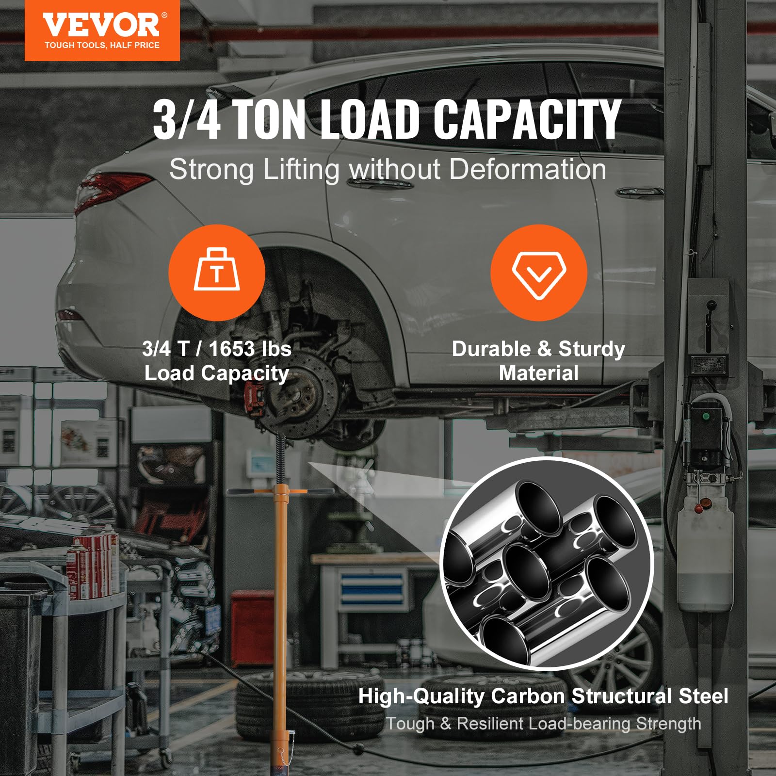 3/4 Ton Heavy Duty Underhoist Stand - Adjustable Car Jack Support with Triangular Base & Wheels (38.4