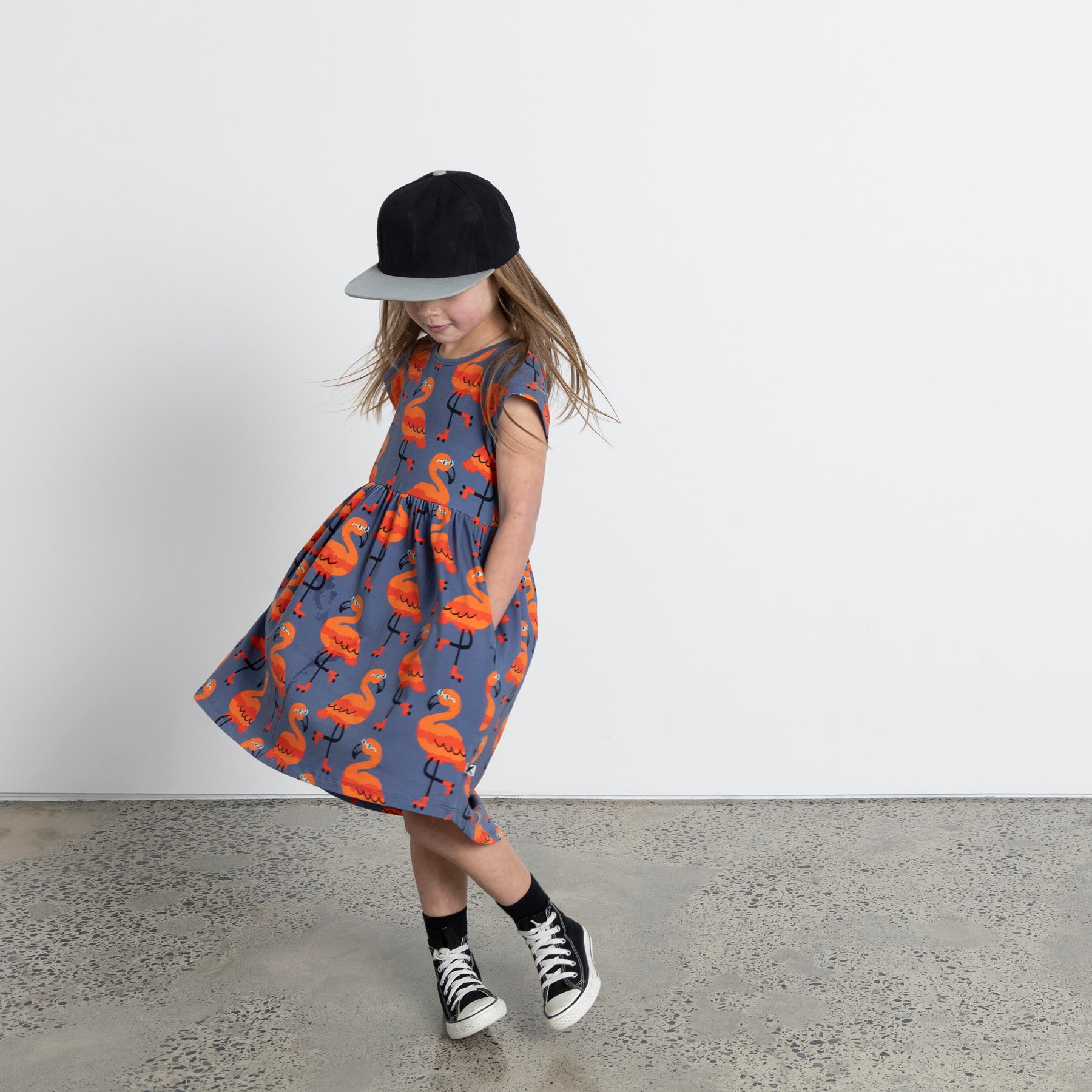 Minti Rolling Flamingos Dress - Dark Blue Floral Print Summer Sundress for Women | Beach Vacation, Party, Casual Outfit