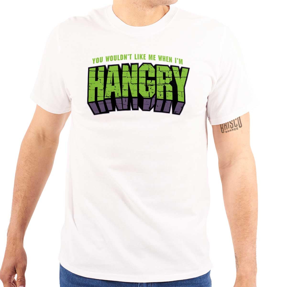 Brisco Brands Hangry Angry Food Smash Graphic T-Shirt for Men & Women - Gym Workout, Casual Wear & Funny Gift Idea