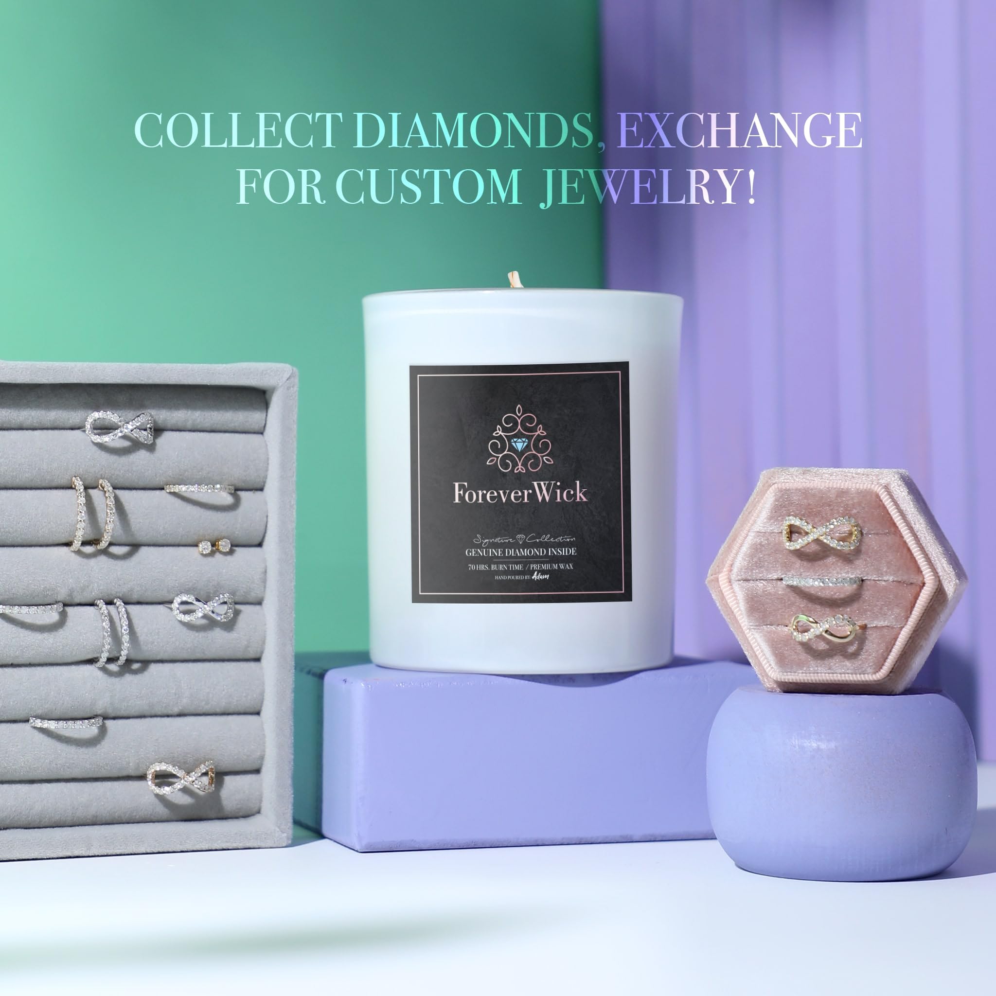 ForeverWick Surprise Candle with Real Diamond Inside - 14oz Scented Soy Candle Gift for Women, Anniversary & Romantic Occasions | All-Natural Organic Wax, 70-Hour Burn Time | Perfect for Birthday Gifts, Valentine's Day & Home Decor