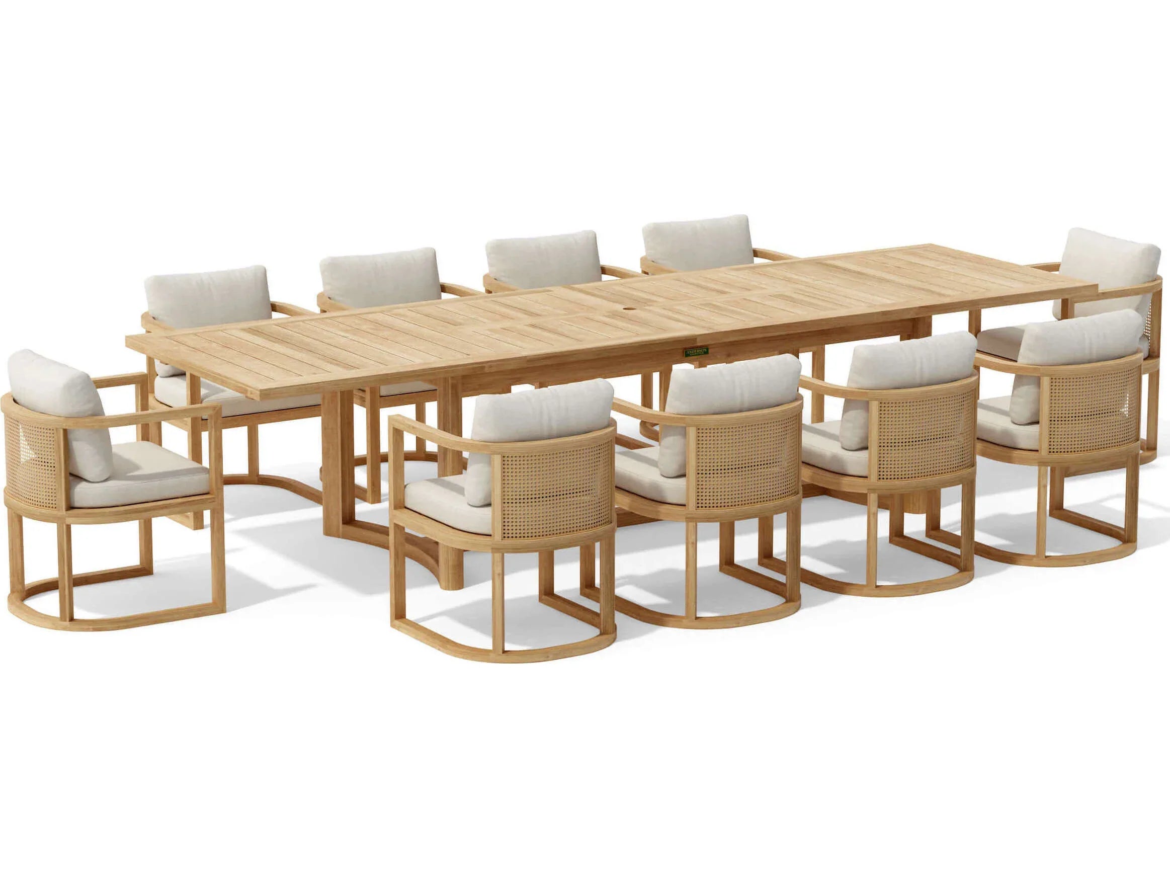 Anderson Teak 11-Piece Junus Extension Outdoor Dining Set (SET 224) - Perfect for Patio, Garden, and Backyard Entertaining