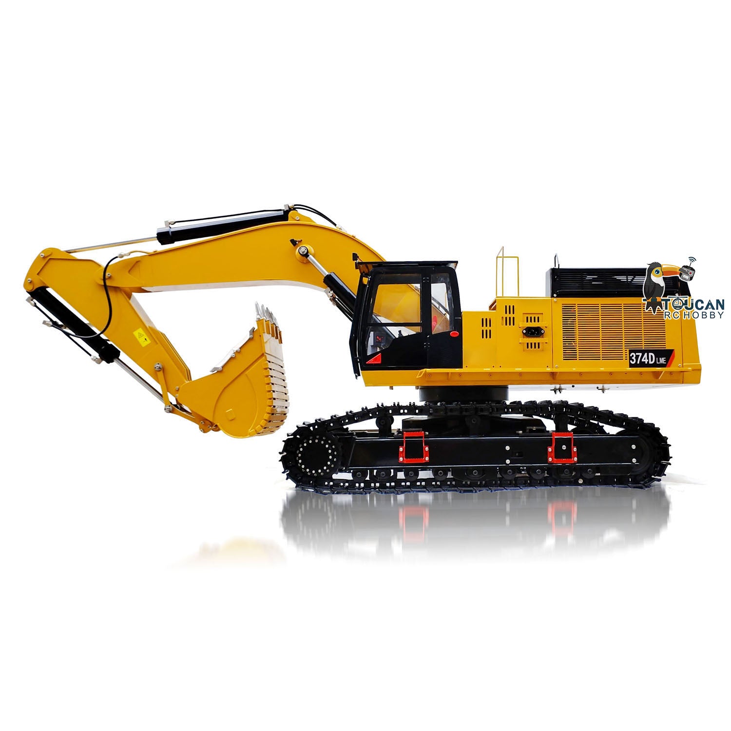 1/8 Scale RC Hydraulic Excavator 374 - Heavy Duty Metal Construction Vehicle with Flysky Radio Control (RTR) - Perfect for Construction Simulation, Outdoor Play and RC Hobby Enthusiasts