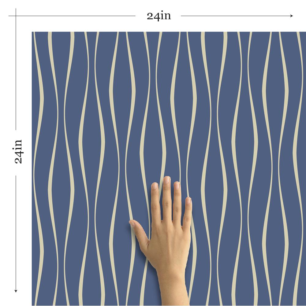 Blue Lines Peel and Stick Removable Wallpaper - Self-Adhesive Decorative Wall Covering for Bedroom, Living Room, Office & Nursery - Easy to Apply & Remove