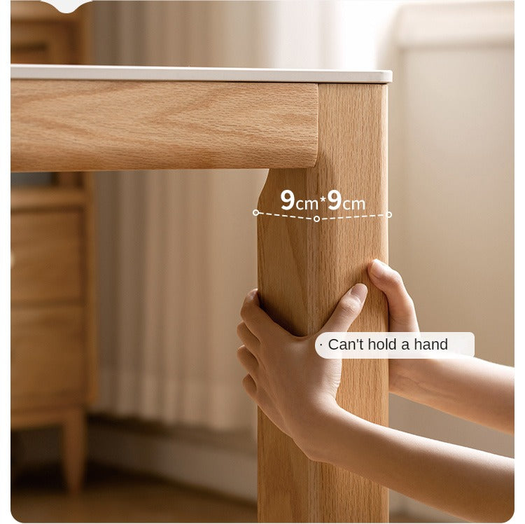 Solid Oak Wood Dining Table - Simple Modern Design for Kitchen, Dining Room & Small Spaces