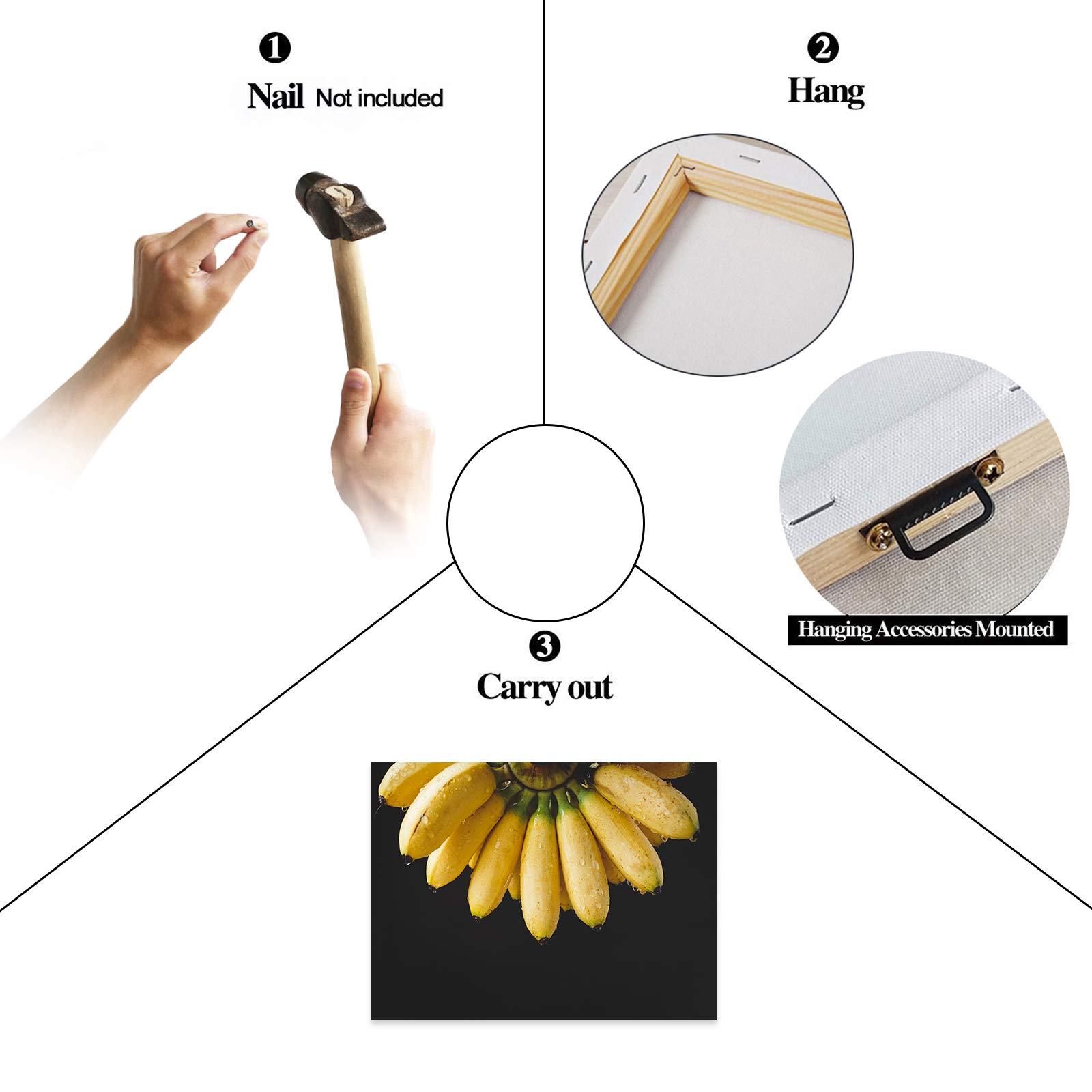 GUTTATY Banana Fruit Canvas Wall Art - 28x40 Inch Framed Kitchen Decor, Ready to Hang Painting for Dining Room, Restaurant & Home Decoration | Perfect for Farmhouse, Modern & Tropical Interior Design Styles