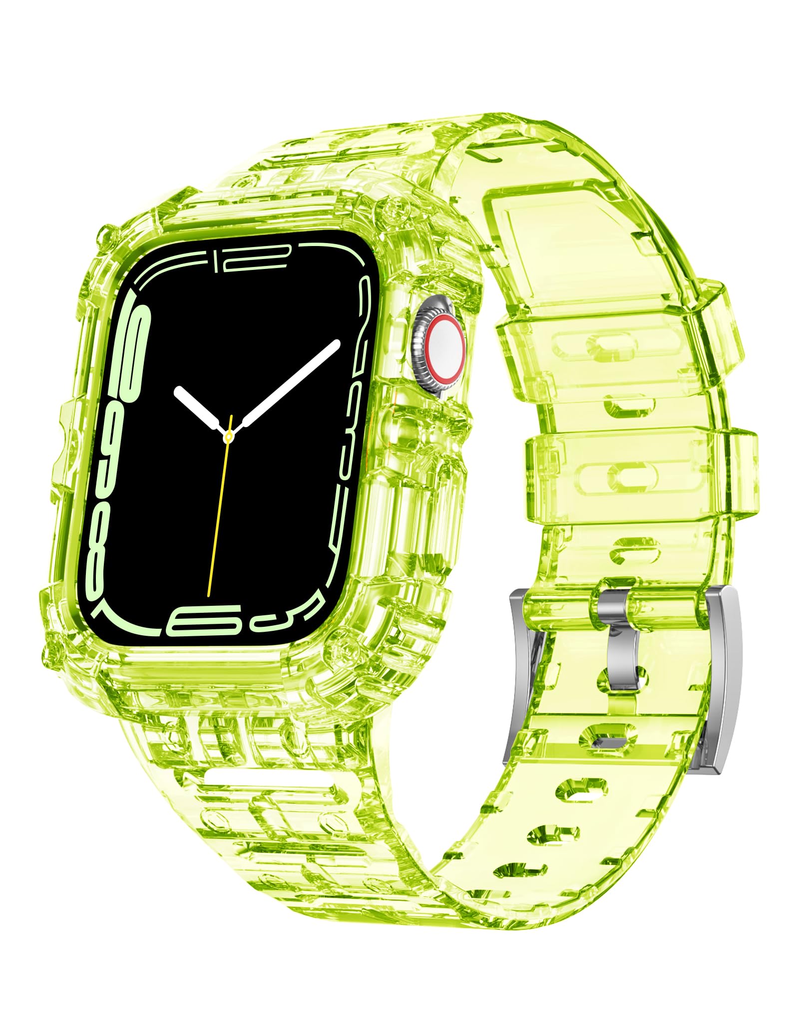 Clear Shockproof Protective Case & Band for Apple Watch Series 8/7/6/5/4/3/2/1 - Compatible with 38mm 40mm 41mm 42mm 44mm 45mm Models - Perfect for Sports, Workouts & Everyday Use