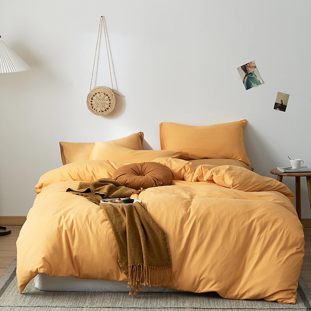 CLOTHKNOW Mustard Yellow California King Comforter Set - 3 Piece Soft Turmeric Bedding with 2 Pillowcases | Cozy Luxury Bedroom Decor for Master Suite & Guest Room
