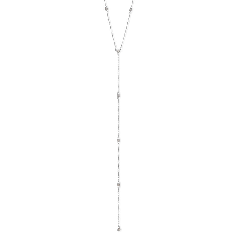 14K White Gold 1/3 Carat Diamond Adjustable Chain Necklace (41-43cm) with 5 Sparkling Diamonds - Perfect for Anniversary Gifts & Special Occasions