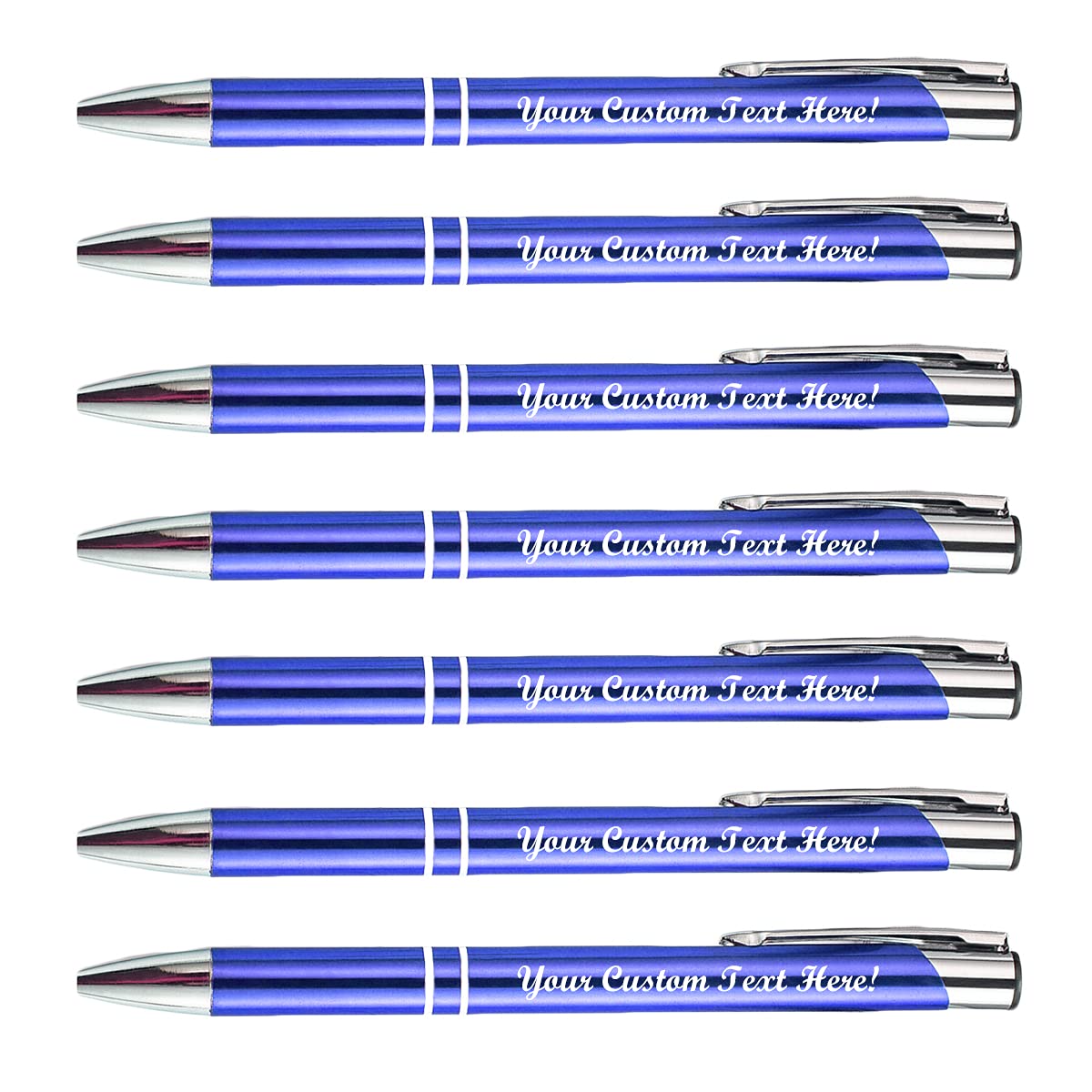 50 Pack Metal Clicker Pens with Black Ink - Personalized Custom Pens with Smooth Click Action - Perfect for Office, School, Business Gifts & Promotional Giveaways