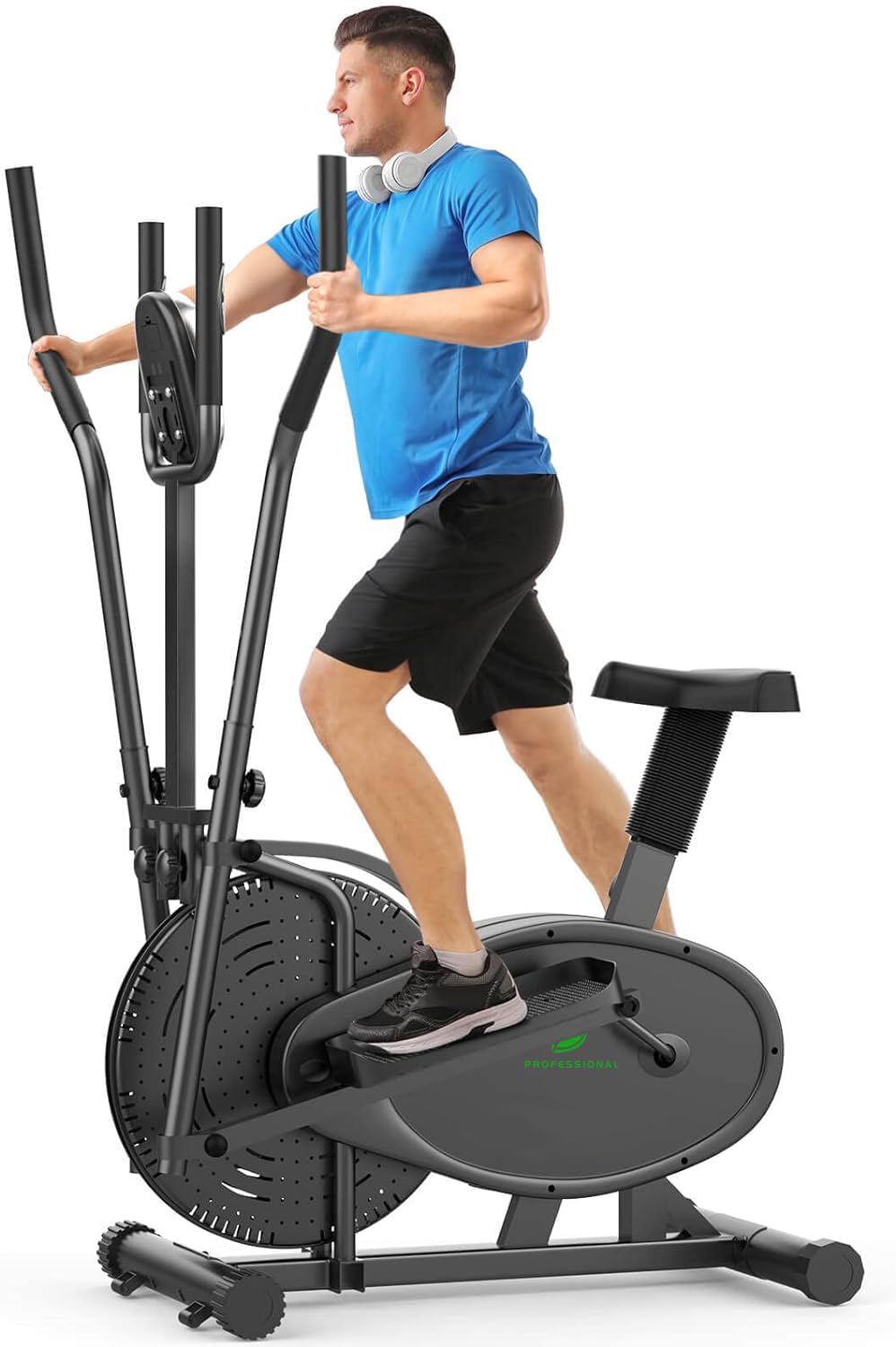 NEEZEE Elliptical Bike for Home - Smart LCD Monitor, Adjustable Seat, Full Body Workout Machine - Perfect for Home Gym, Cardio Training & Indoor Fitness