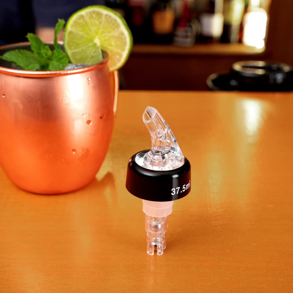 Restaurantware Bar Lux 1.3 Ounce Liquor Pour Spouts - 50 Pack Leak-Resistant Clear Plastic Measured Pourers for Alcohol Bottles | Perfect for Bars, Restaurants & Home Bartending