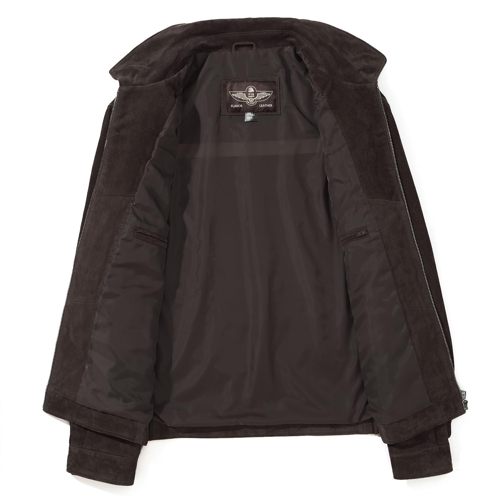 FLAVOR Men's Suede Leather Bomber Jacket - Stylish Casual Coat for Men | Perfect for Fall, Winter & Outdoor Activities