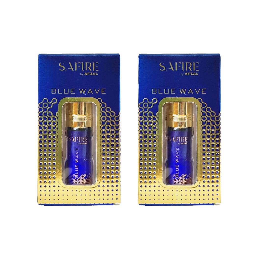 Safire Blue Wave Attar Perfume Oil Roll-On (6ml x 2 Pack) - Alcohol-Free Fragrance for Men & Women - Perfect for Daily Wear, Special Occasions & Gift Giving