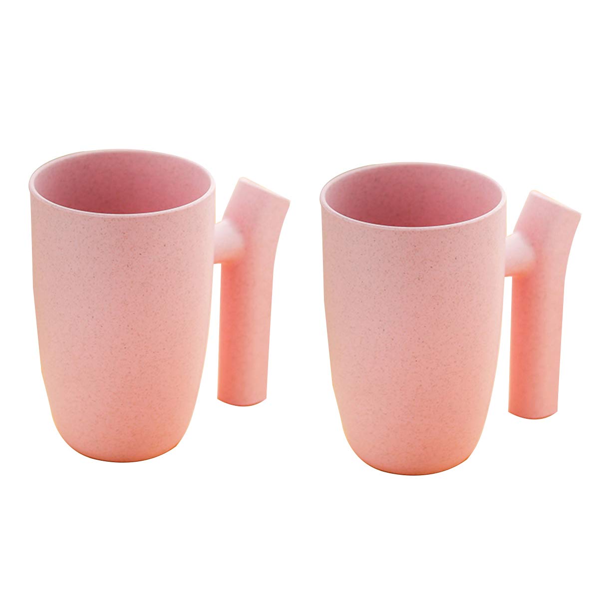 DOITOOL 2-Pack Eco-Friendly Wheat Straw Toothbrush Holder & Tumbler Cup - Unbreakable, Biodegradable for Bathroom, Kitchen, Travel - Holds Toothbrushes, Water, Tea, Milk, Juice (Pink) - Perfect for Home, Office, Dorm & Camping Use