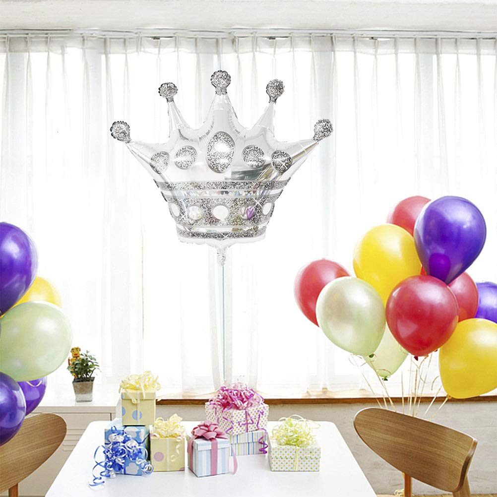 40 Inch Large Silver Crown Foil Balloons (2 Pack) - Mylar Party Balloons for Birthday, Wedding, Christmas Decorations - Perfect for Royal Themed Parties, Anniversary Celebrations & Photo Backdrops