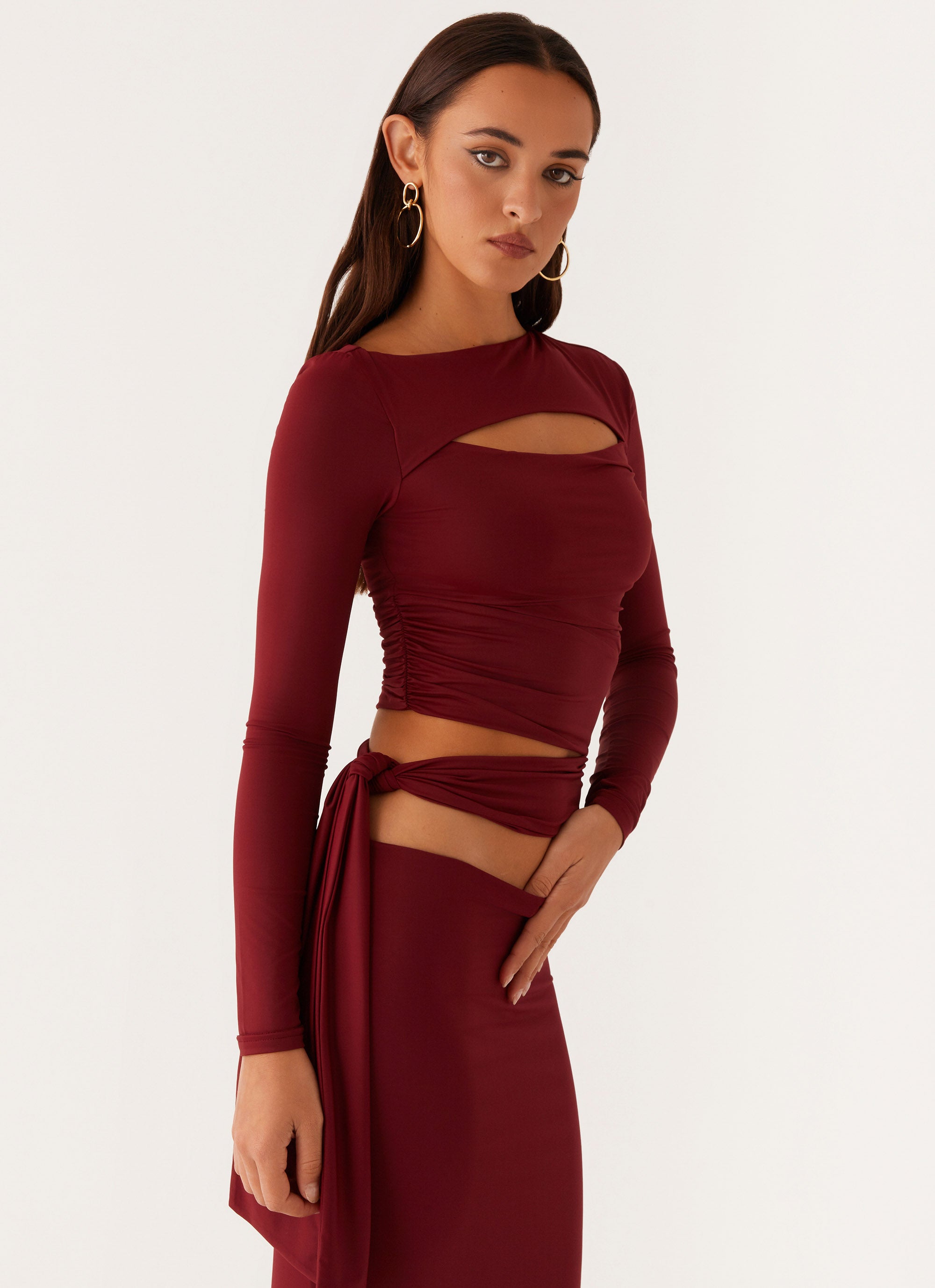 Capucine Wrap Top in Mulberry - Stylish Women's Blouse for Casual & Evening Wear
