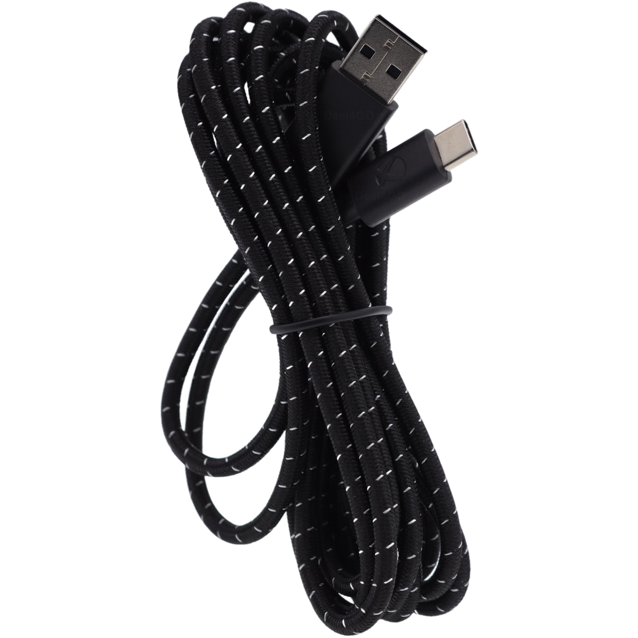 Premium Braided USB-C Charging Cable for Xbox Elite Series 2, Series X/S, PS5 & Switch Pro Controller - Durable 9ft Nylon Cord (Black/White) - Perfect for Gaming Setups & Travel Accessories