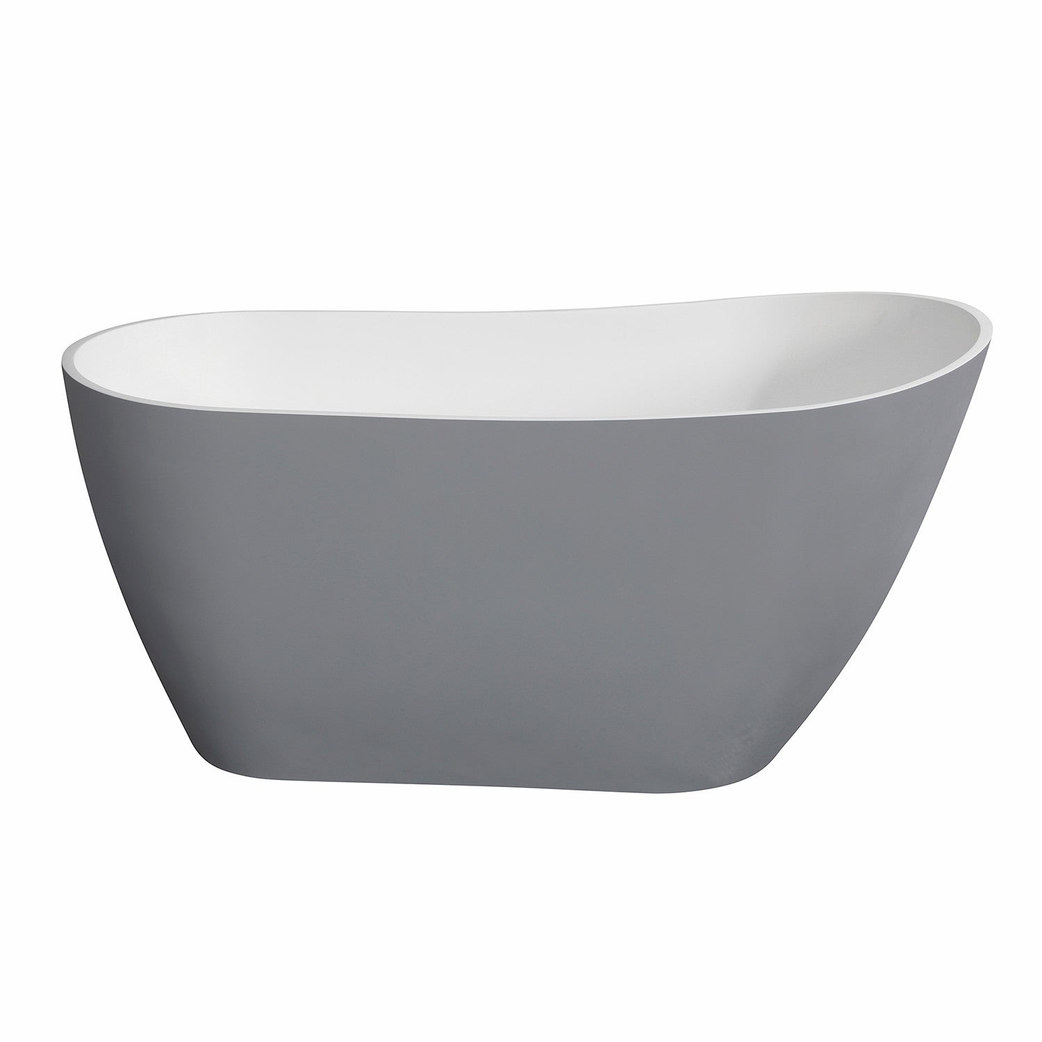 Arcticstone 52 Inch Freestanding Oval Bathtub - VRTSS513026WG Solid Surface Slipper Tub with Drain in Glossy White/Matte Gray | Modern Bathroom Luxury for Spa-Like Relaxation