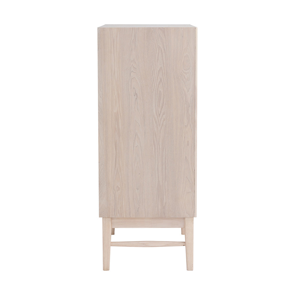 HAYTON 70cm Tall Sideboard - White Oak Solid Wood Buffet Cabinet for Dining Room, Living Room & Entryway Storage