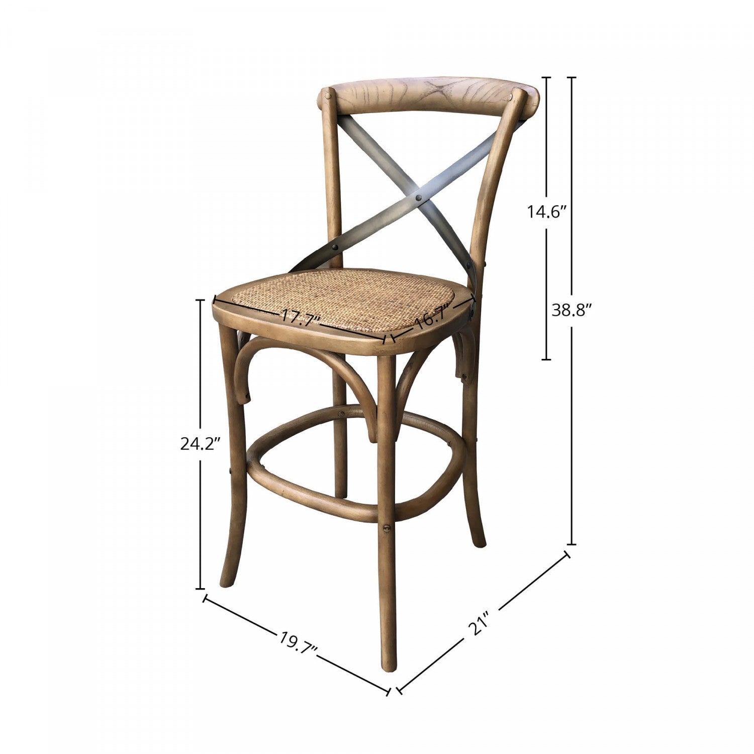 Bladsgade Rattan Counter Stool - Natural Sundried Finish - Perfect for Kitchen Islands, Breakfast Bars & Outdoor Dining Areas