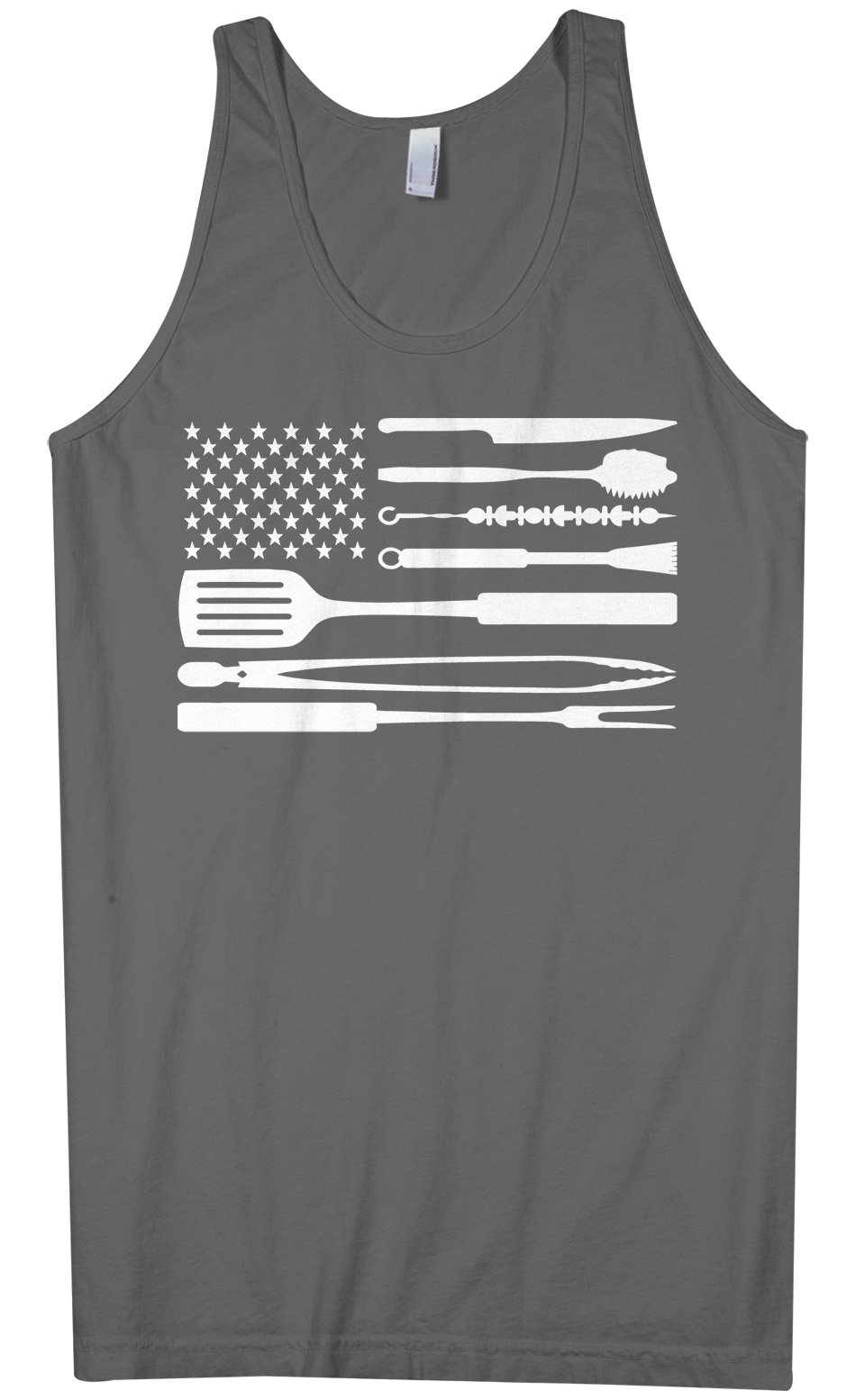Threadrock Men's BBQ Grilling Tools American Flag Tank Top - Patriotic Summer Tank for Outdoor BBQ, Beach, and 4th of July Celebrations