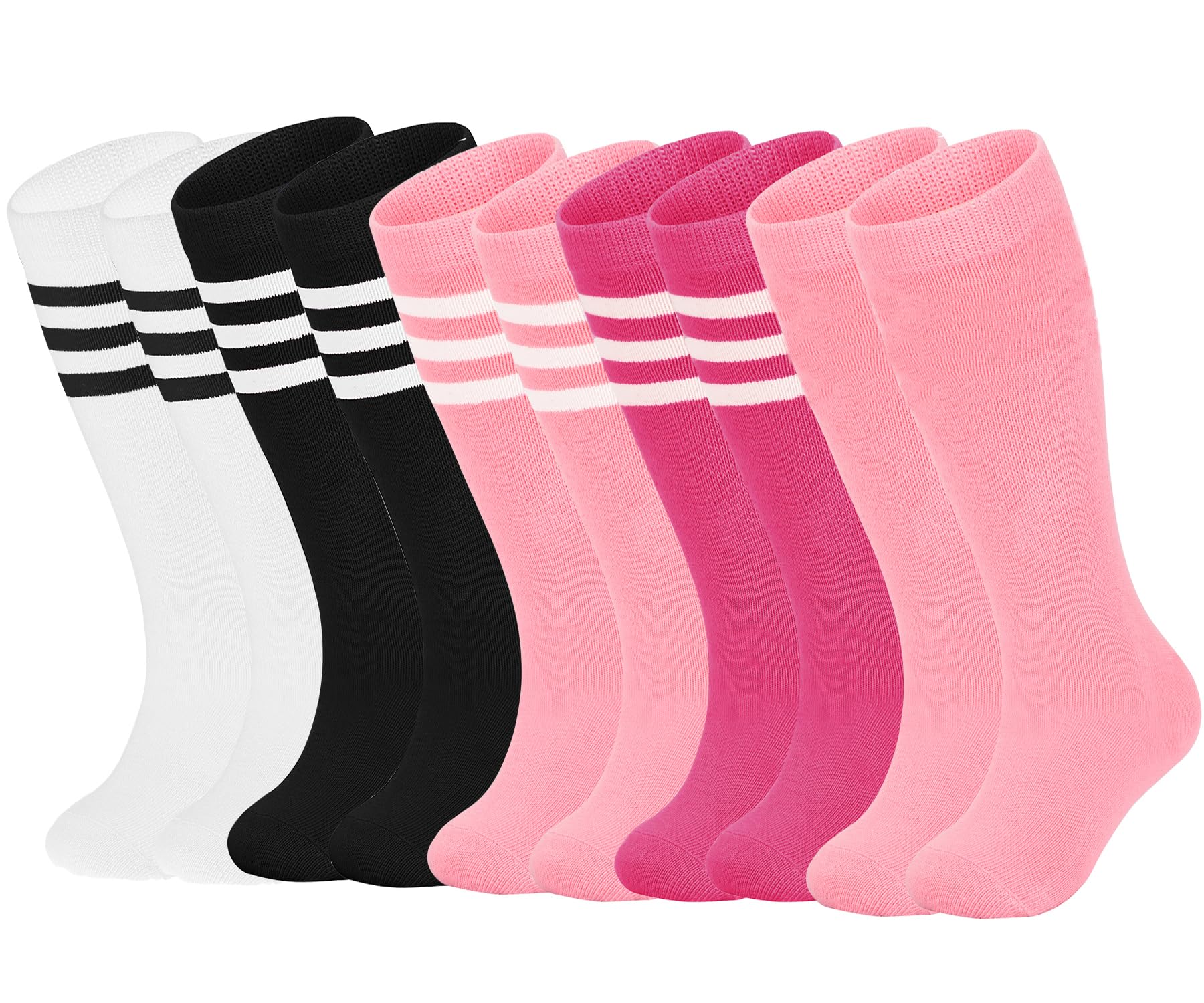 ENBAOHUI 5 Packs Toddler Soccer Socks - Breathable Knee High Socks for Boys & Girls, Non-Slip Athletic Socks for Kids Sports, Soccer & Daily Wear