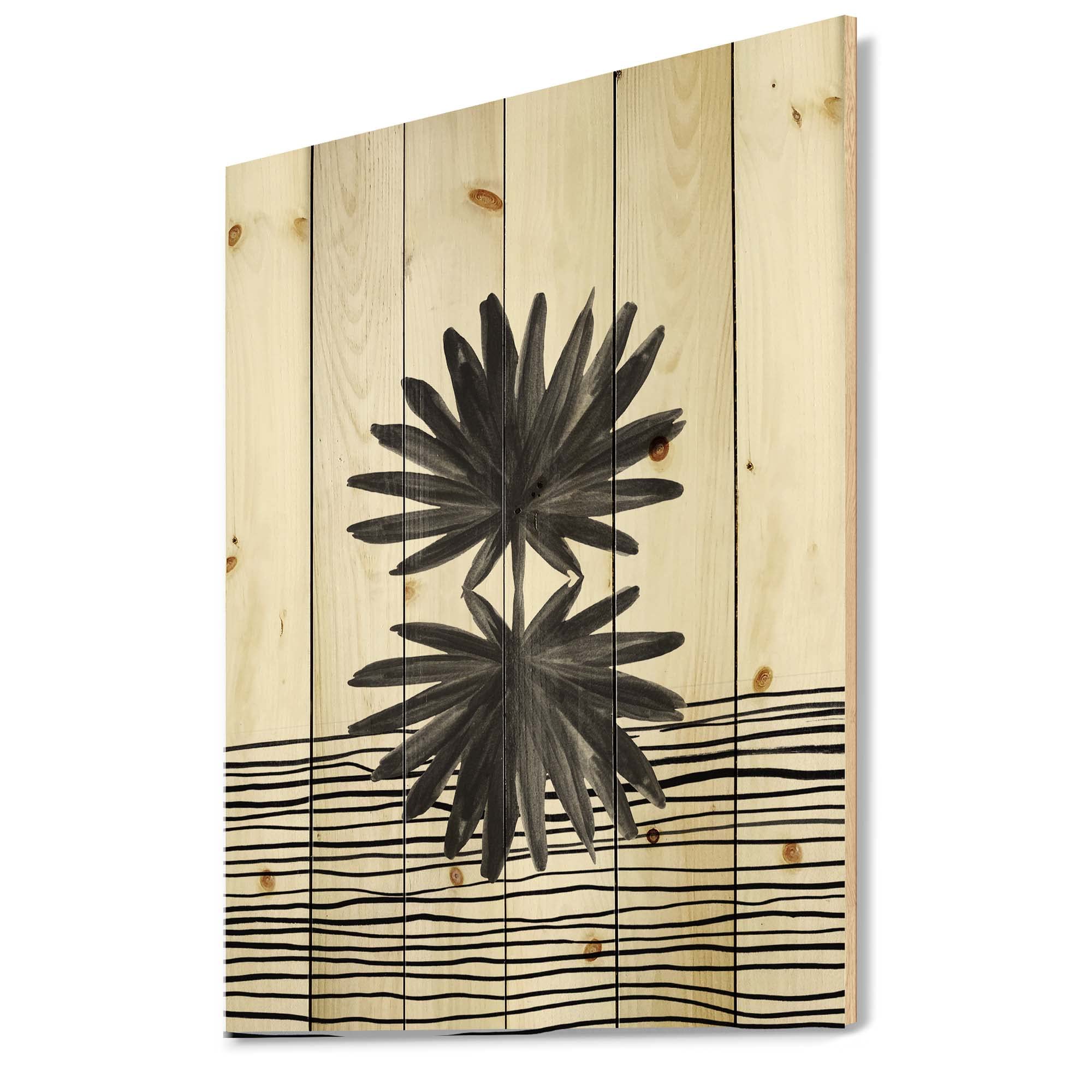Modern Tropical Leaf Wood Wall Art - Black & White Floral Panels for Home Decor