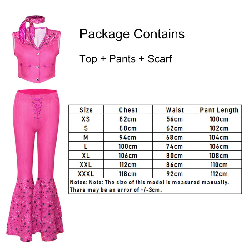 2024 Margot Robbie Barbie Movie Costume - Hot Pink Starry Top & Pants Set for Women | Halloween, Cosplay & Themed Parties