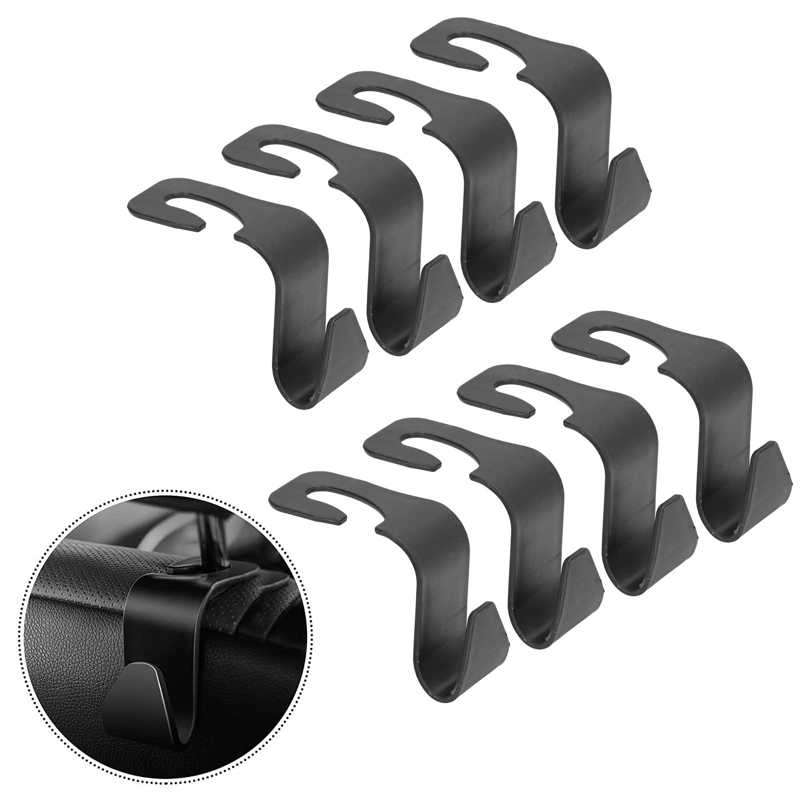 Teamsky 8Pcs Universal Car Headrest Hooks - Soft Edge Design Seat Hangers for Clothes, Coats & Bags | Durable Vehicle Interior Accessories for Road Trips, Shopping & Daily Commute