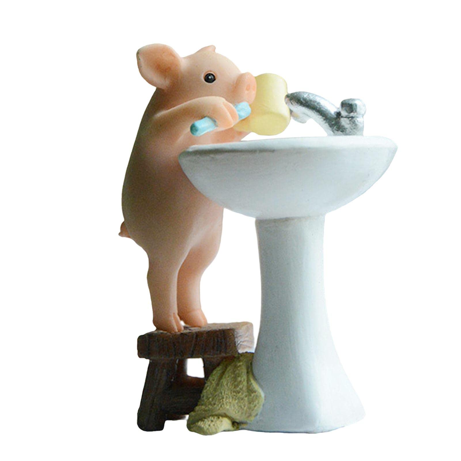 Gazechimp Adorable Pig Figurine Statue - Fairy Garden Decor, Miniature Animal Sculpture for Christmas, Office & Living Room Tabletop - Perfect for Home Decor, Gift Giving & Fairy Garden Landscaping