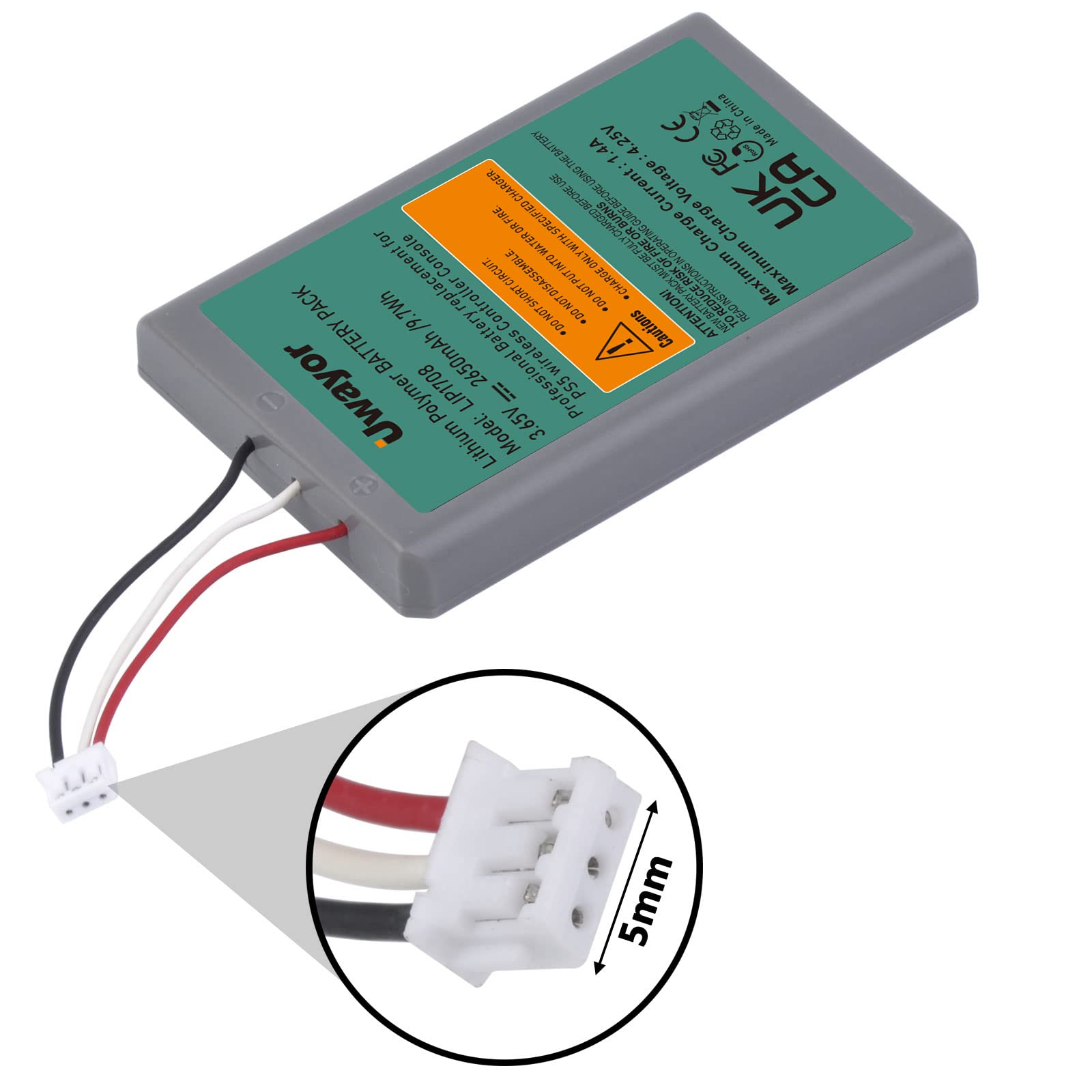 Uwayor 2650mAh High Capacity Replacement Battery for Sony PlayStation 5 Wireless Controller - Long Lasting PS5 Gamepad Battery for Extended Gaming Sessions