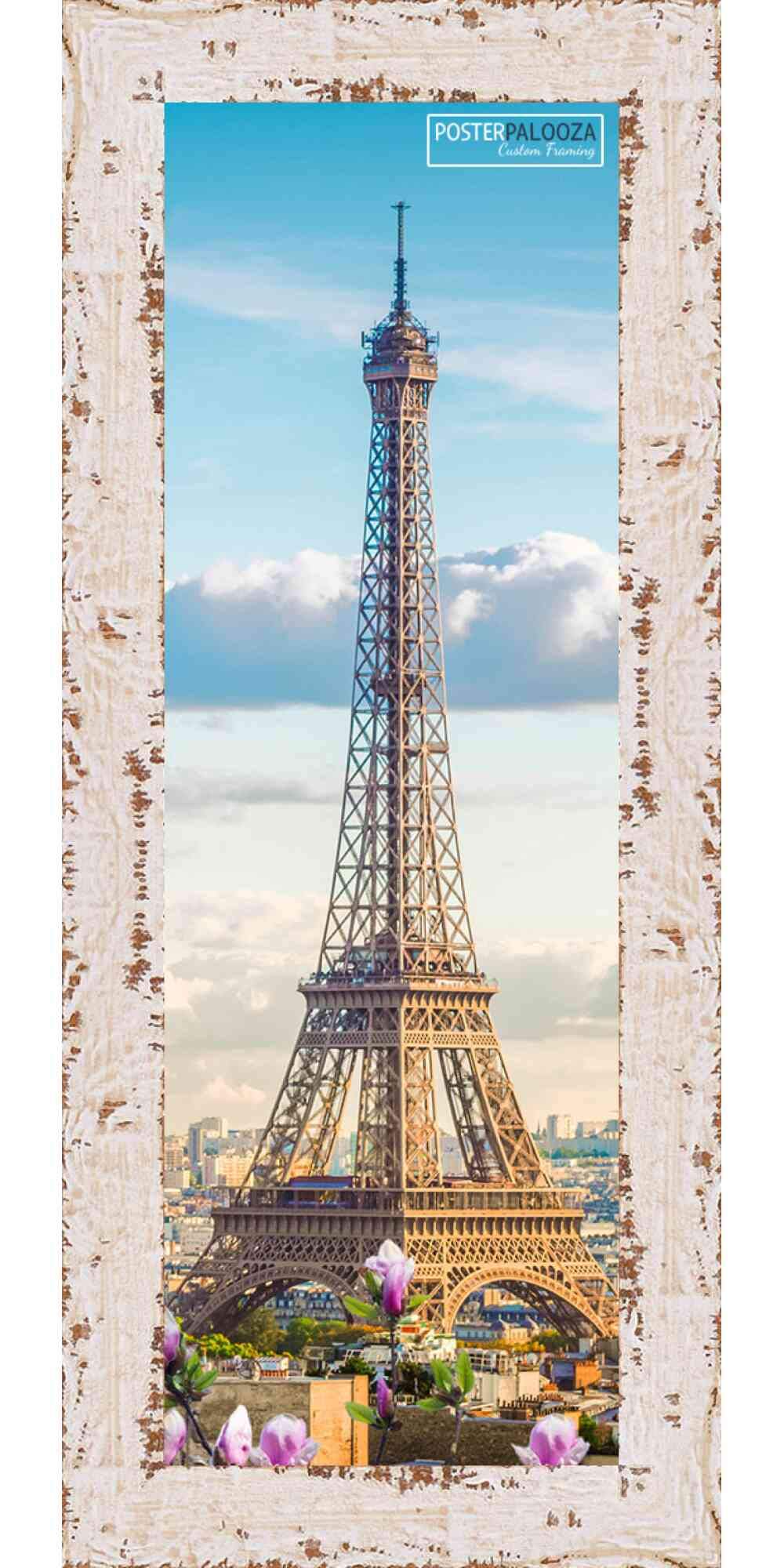 Shabby Chic Farmhouse White Wood Panoramic Picture Frame 13x39 Inch - UV Acrylic Glass, Foam Board Backing with Hanging Hardware - Perfect for Wall Decor, Living Room, Bedroom & Office Display