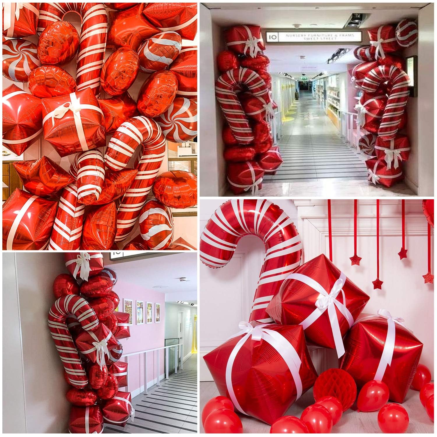 Bonropin Christmas Balloon Arch Kit - 120pcs Red & White Balloons, Candy Balloons, Red Star & Candy Cane Foil Balloons for Xmas Party Decorations | Perfect for Christmas Tree Decor, Holiday Home Decoration & Festive Party Backdrops