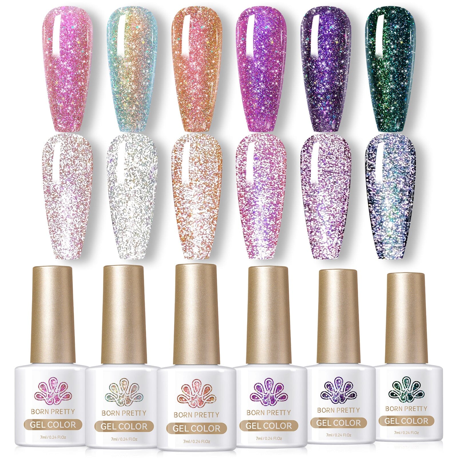 6 Colors Starlight Reflective Gel 7ml - High Shine Nail Polish for Party, Night Out & Special Occasions