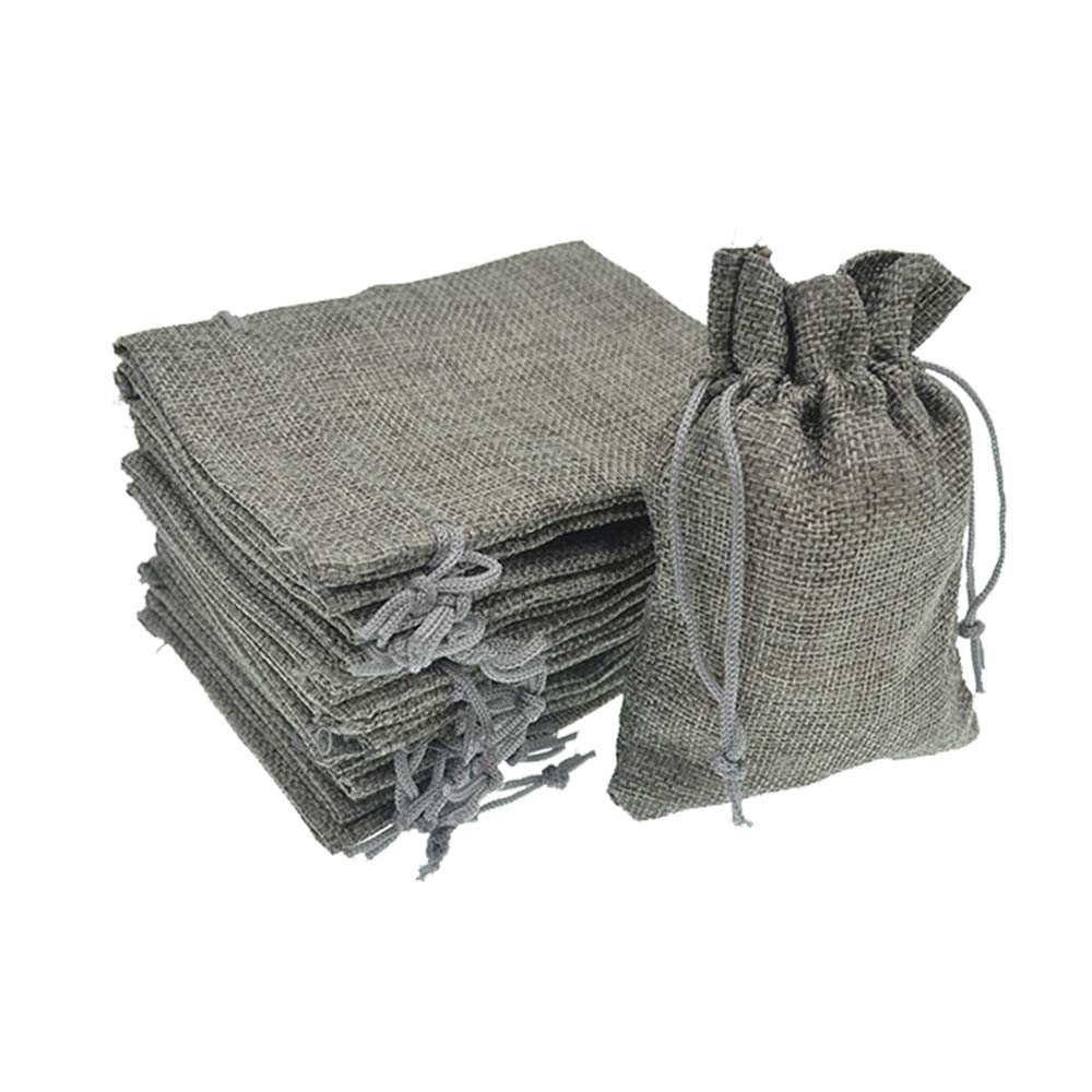 20pcs Natural Burlap Drawstring Bags 2.7x3.5 Inch - Eco-Friendly Jute Jewelry Gift Pouches for Christmas, Wedding Favors, Party Treats & Small Crafts (Gray) - Perfect for DIY Gifts, Handmade Crafts & Event Decorations