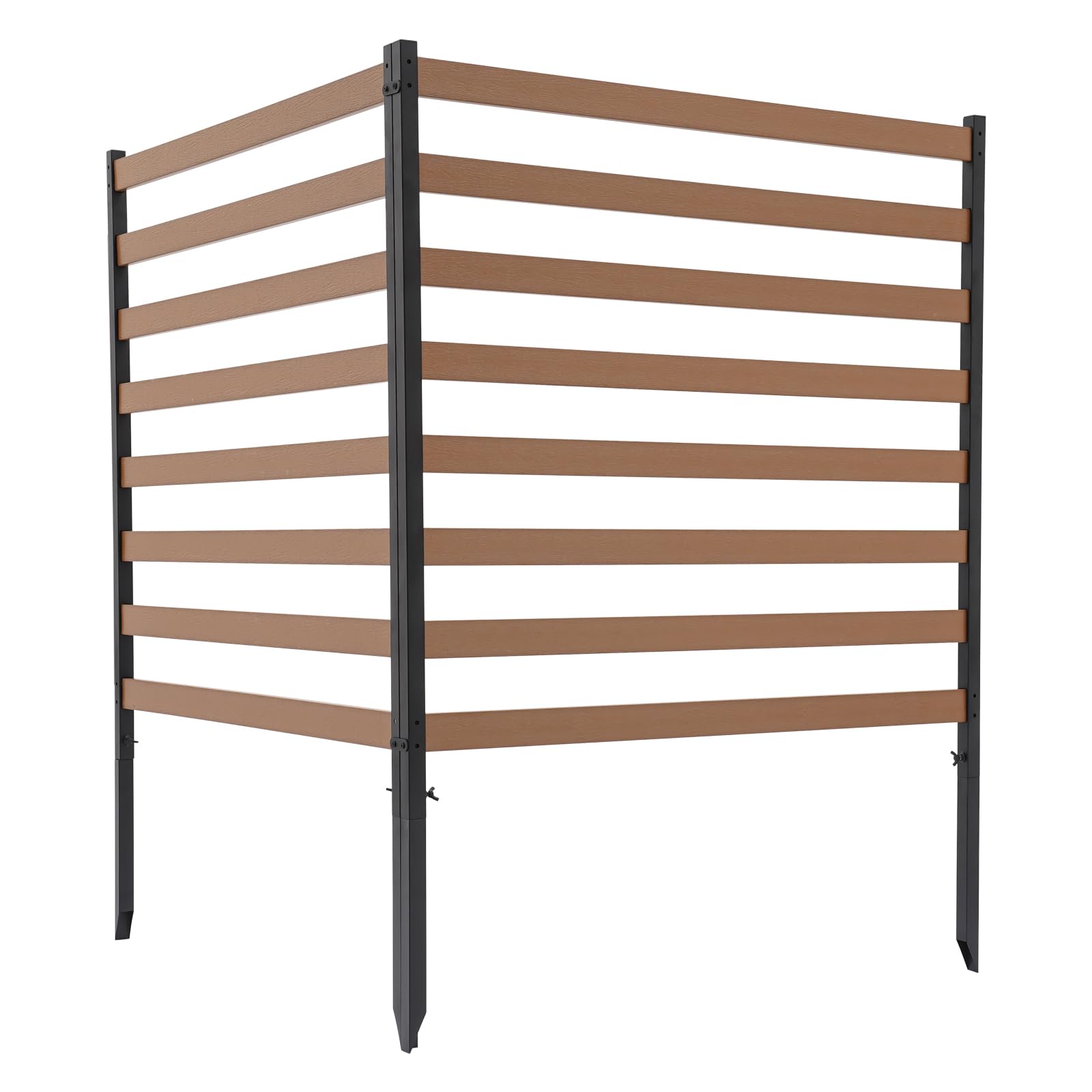 2-Panel 39”W x 51”H Outdoor AC Unit Fence - Steel Pipe Privacy Screen Enclosure for Air Conditioner, Pool Pump & Trash Cans | Freestanding Picket Fence for Garden, Patio & Lawn | Durable Brown Finish | Perfect for Backyard, Pool Area & Outdoor Equipment Protection