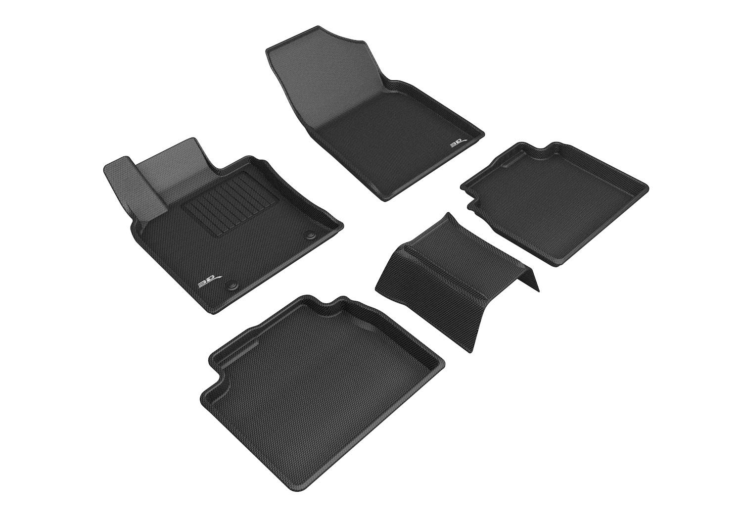 3D MAXpider Custom Fit All-Weather Car Floor Mats for Toyota Avalon Hybrid 2019-2020 - Kagu Series (1st & 2nd Row, Black) | Durable, Non-Slip Protection for Daily Commuting & Road Trips