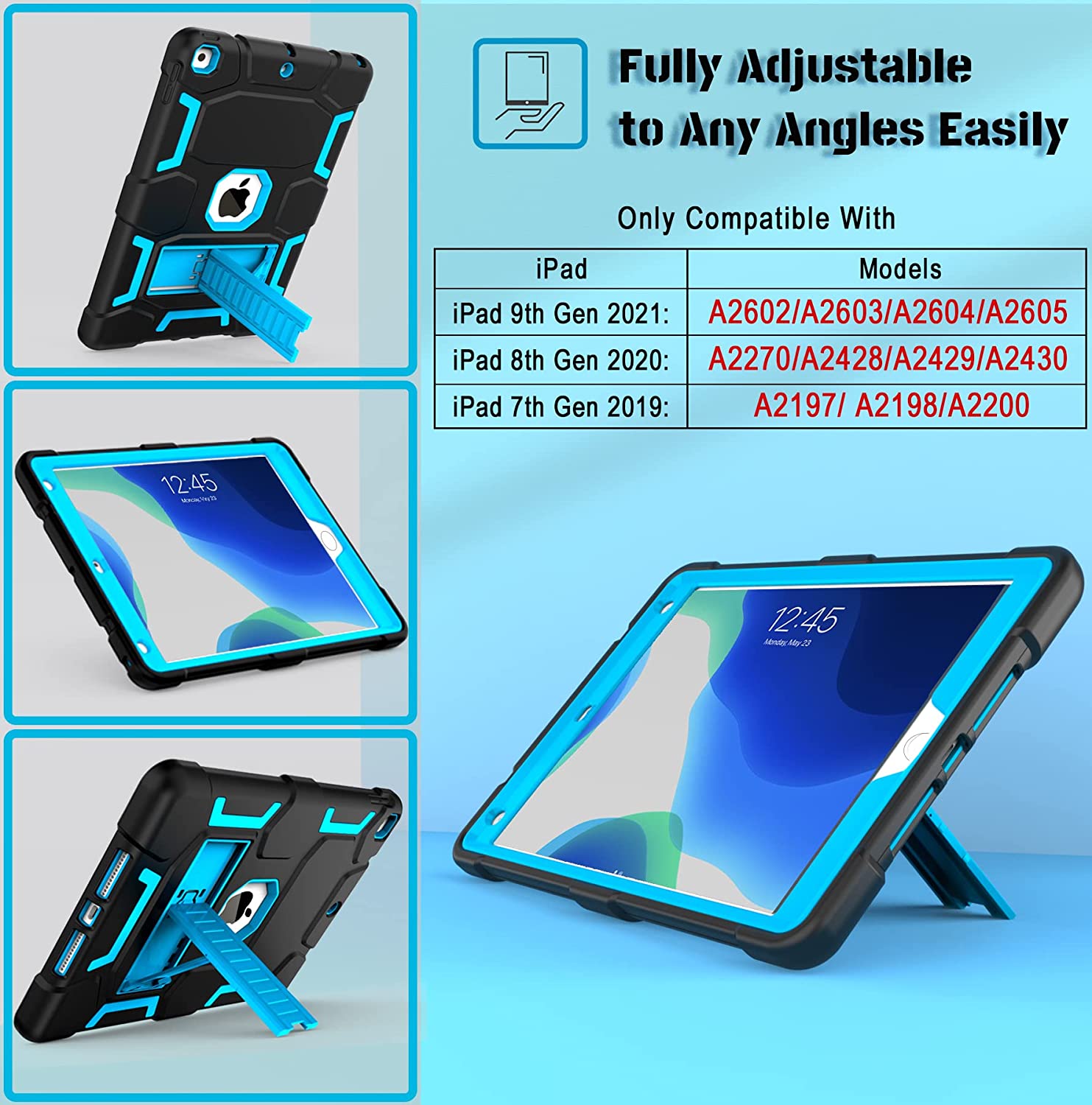 Premium Shockproof iPad 9th/8th/7th Generation Case - Slim Protective Cover with Auto Sleep/Wake for 10.2 Inch iPad - Perfect for Work, School & Travel
