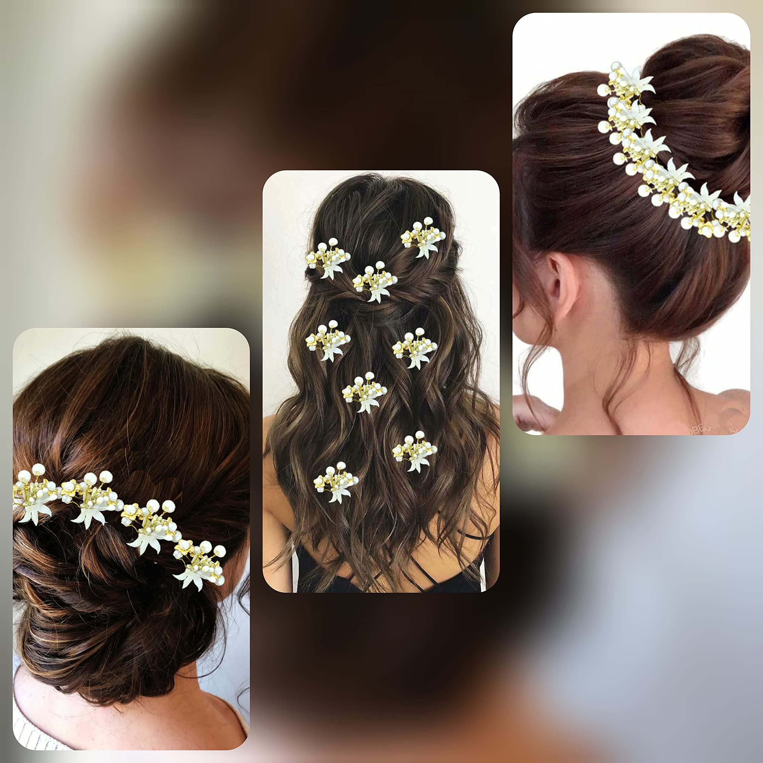 Elegant Pearl Hair Pins for Women - Wedding & Anniversary Hair Accessories (Pack of 8, White) | Perfect for Bridal Hairstyles, Prom, and Special Occasions