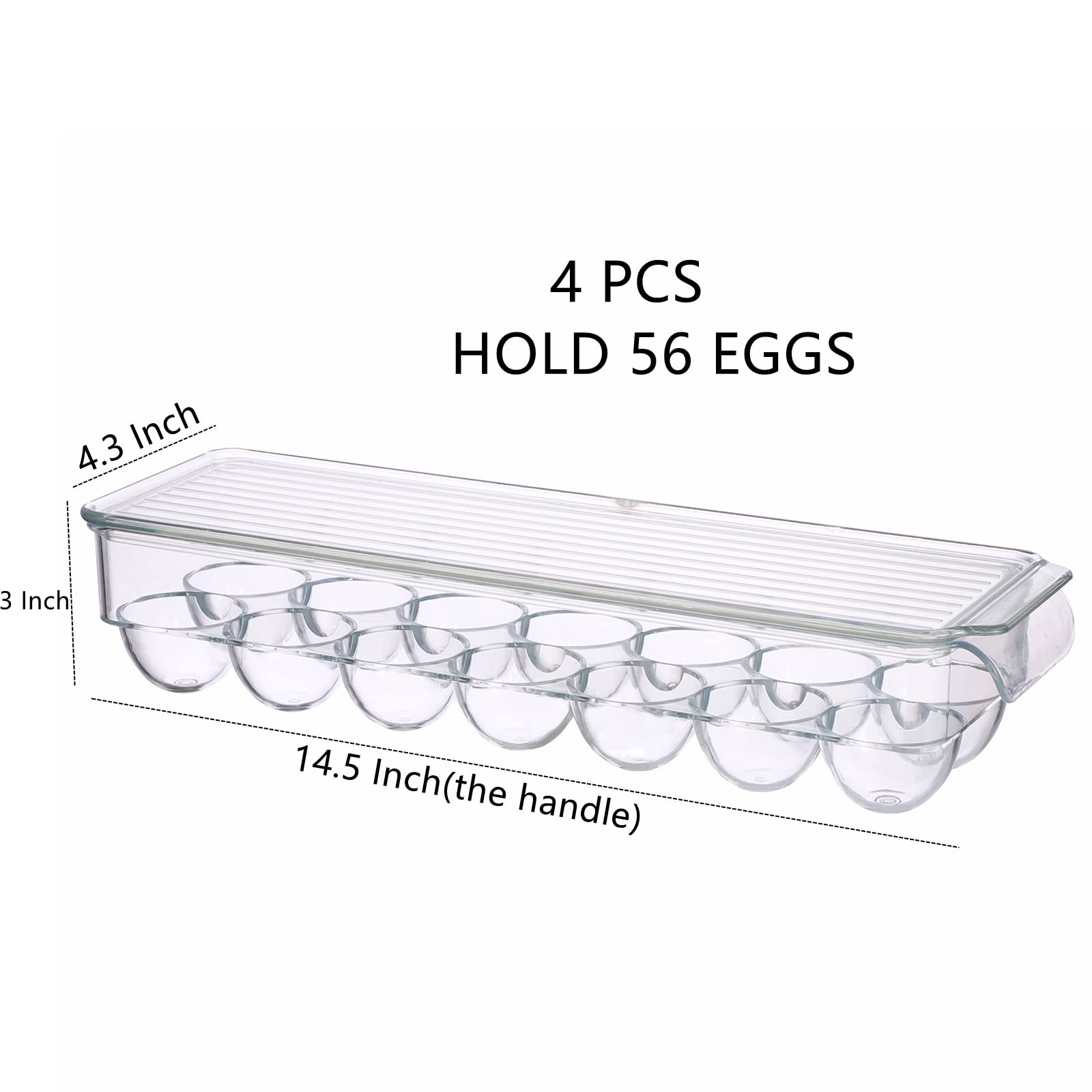 Clear Stackable Acrylic Egg Container for Refrigerator - 14 Egg Organizer Holder with 4PCS Set, Perfect for Kitchen Organization, Fridge Storage & Space Saving Egg Dispenser - Ideal for Breakfast Meal Prep & Baking Needs