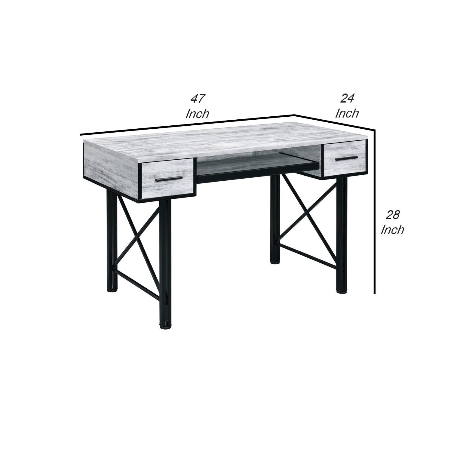 Benjara BM250191 Modern Computer Desk with 2 Storage Drawers & Keyboard Tray - Brown, Gray & Black Home Office Desk for Small Spaces | Perfect for Remote Work, Gaming & Study